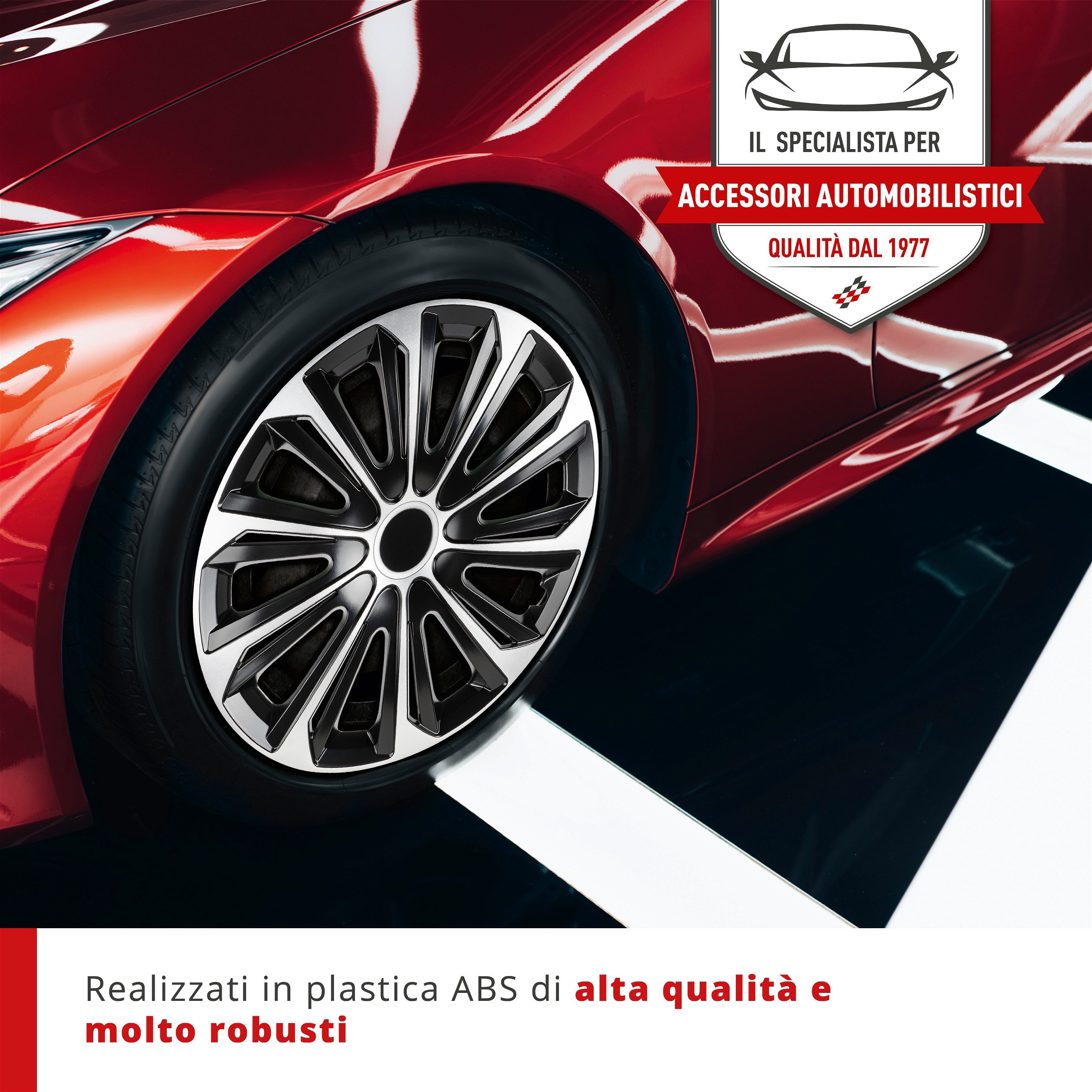 Copricerchi New Racer 14", 4 pezzo nero/argento