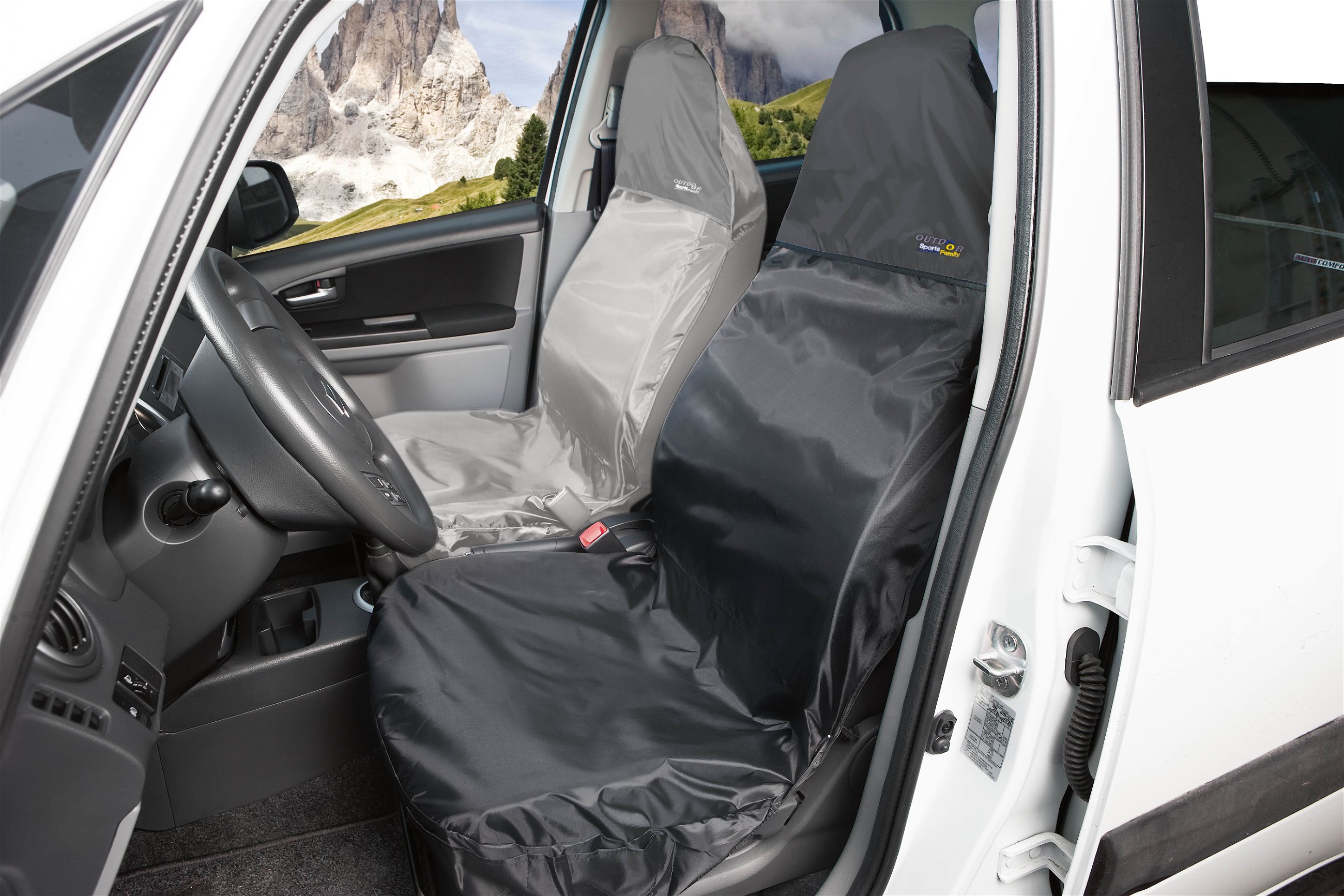 Auto-Sitzschoner Outdoor Sports, PKW-Schutzunterlage Vordersitz, Werkstatt-Schonbezug schwarz