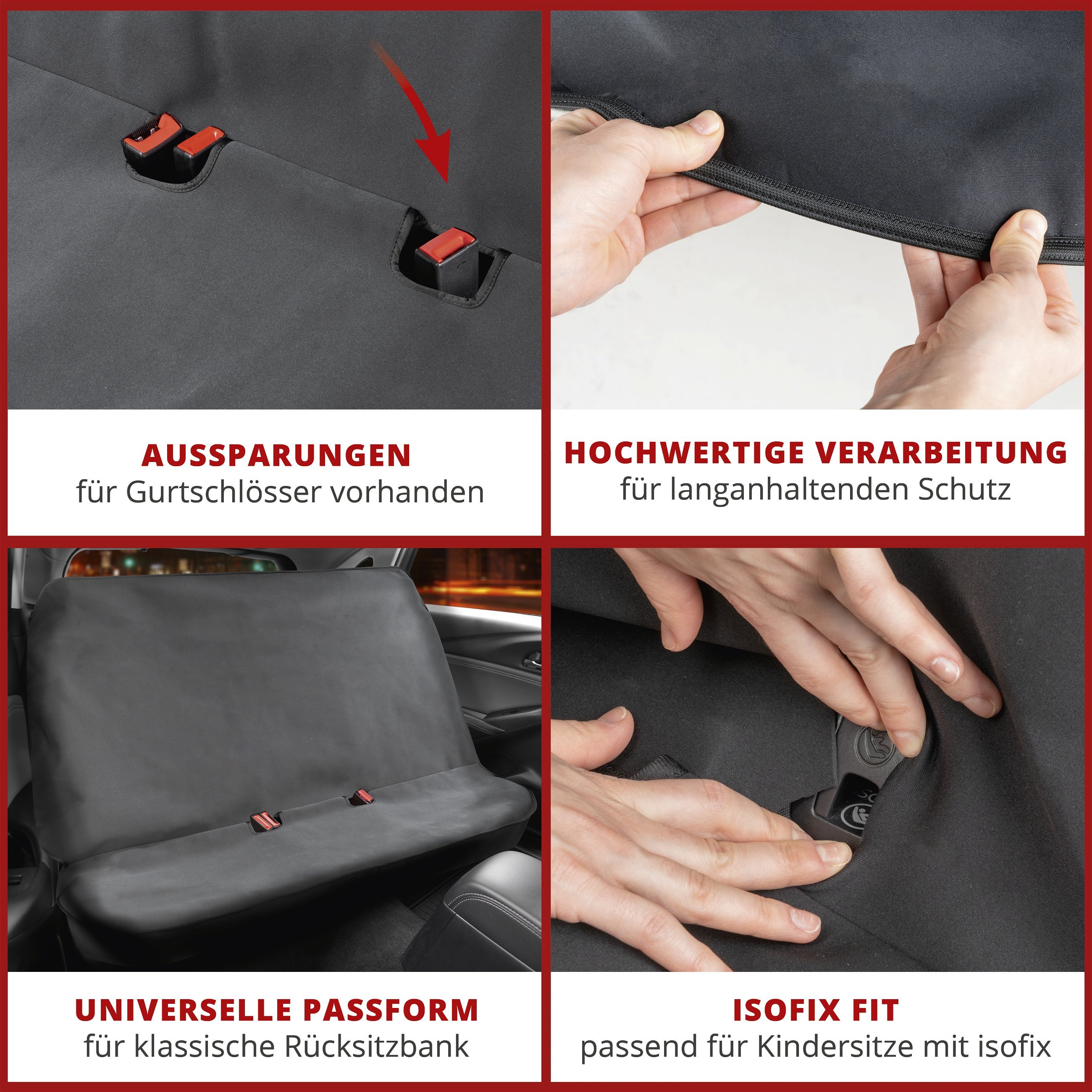 PKW Sitzauflage Neopren, Auto-Sitzschoner Rücksitzbank wasserdicht, robuste Universal Schutzauflage und Schutzunterlage PKW/LKW