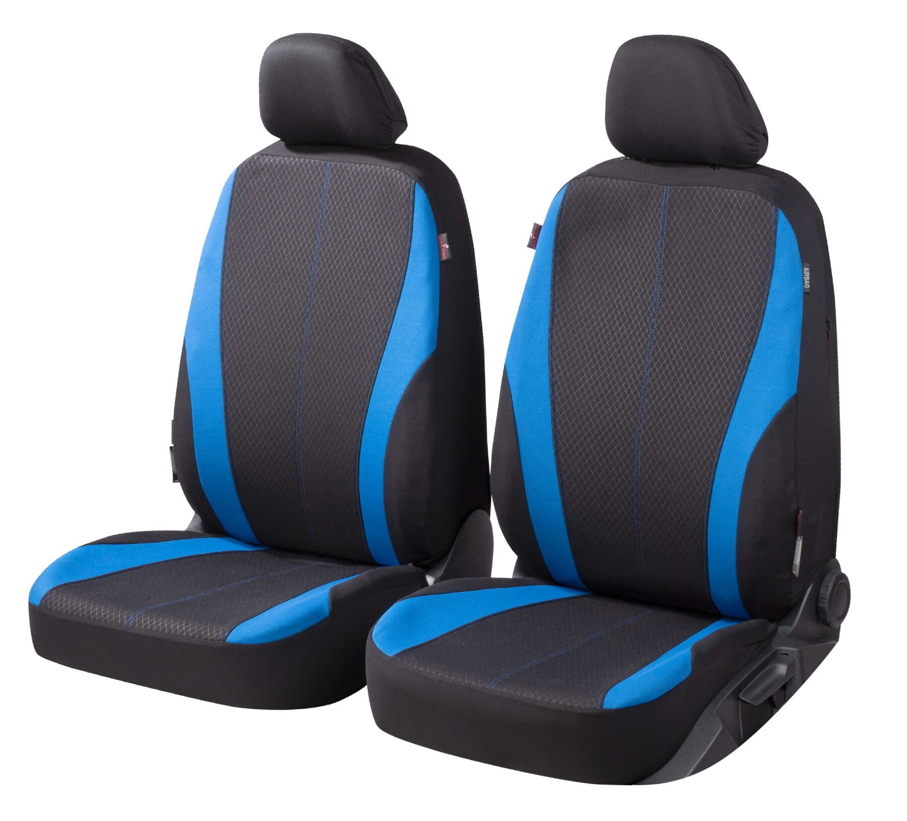 ZIPP IT Car seat covers Dundee for two front seats with zip-system black/blue