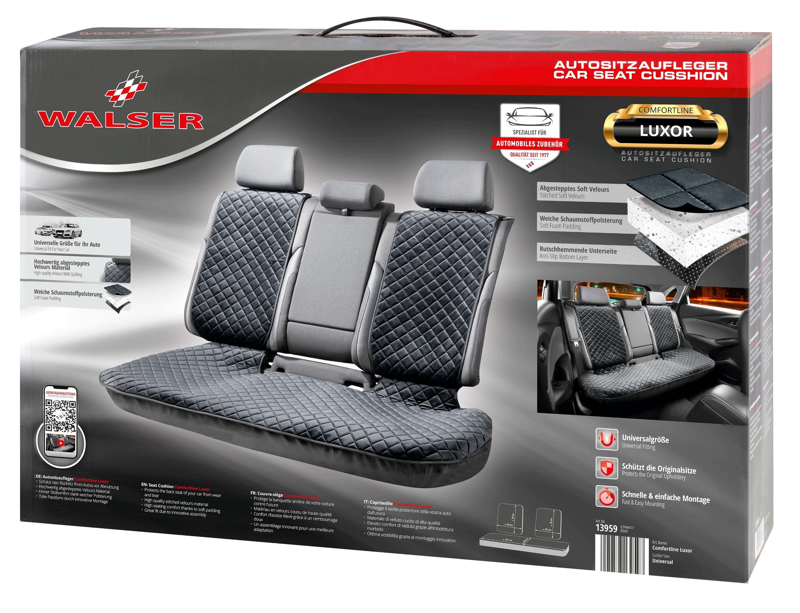 Seat cover Comfortline Luxor with anti-slip coating, 1 rear seat cover