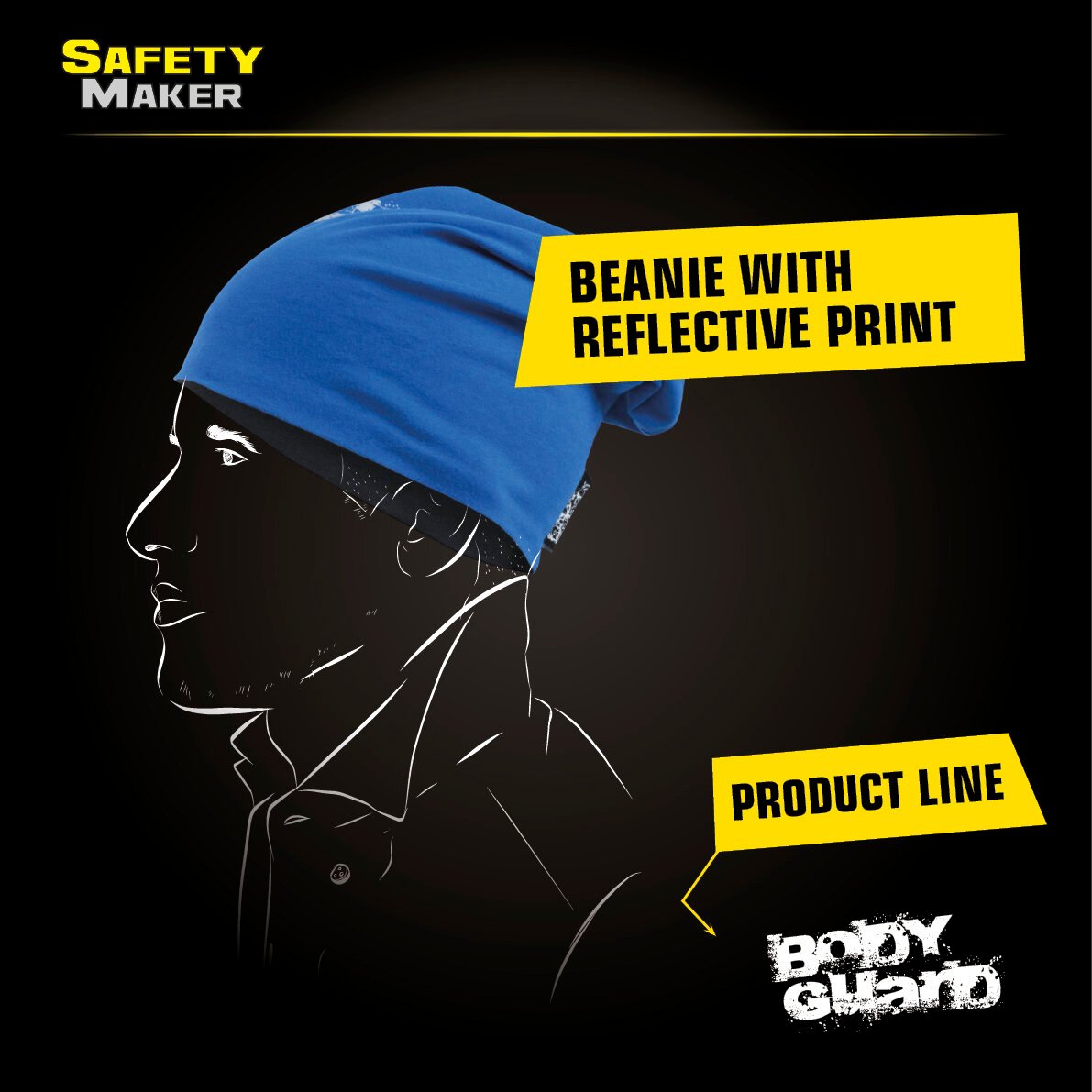 reversible beanie, cap, sports cap reflective blue-silver