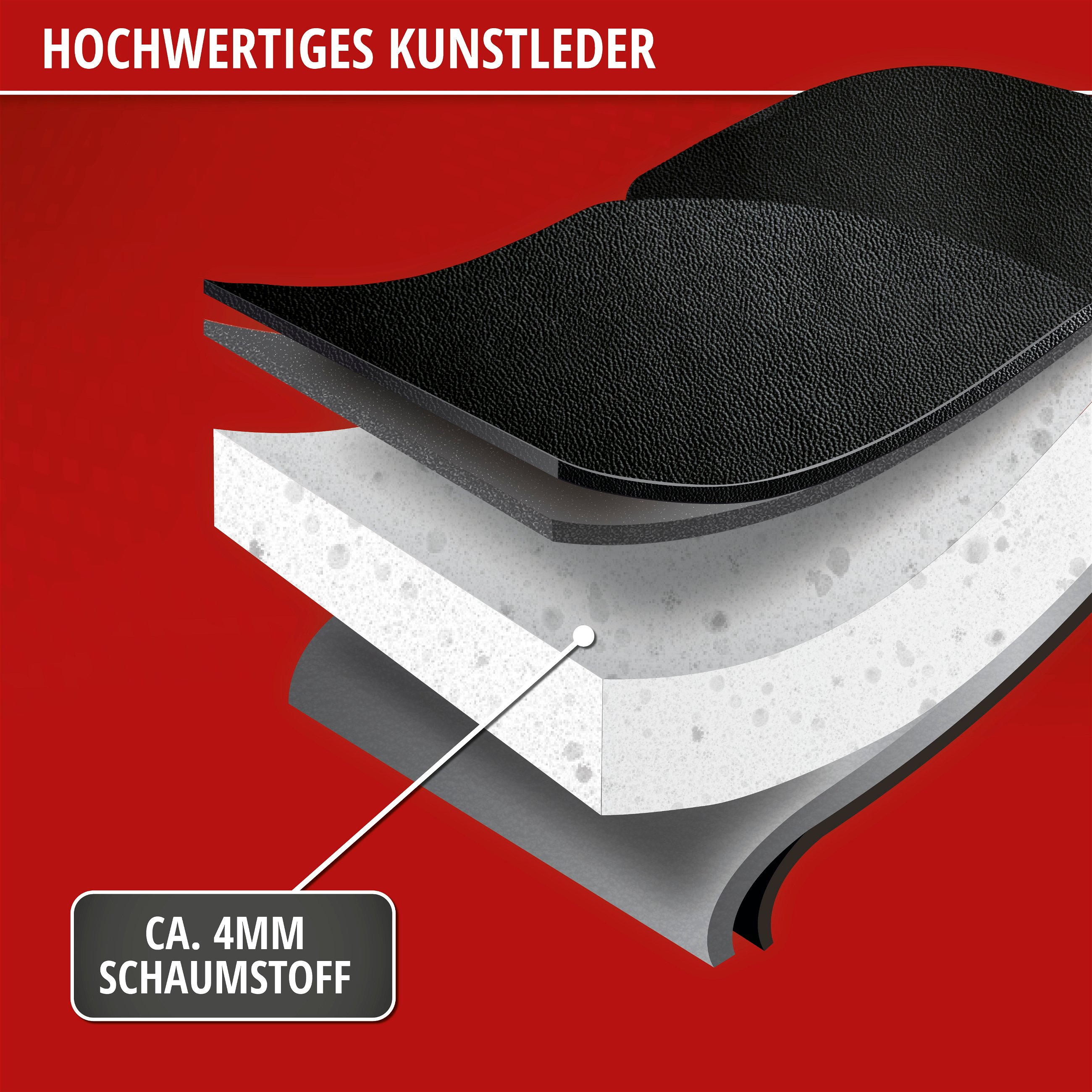PKW Sitzauflage Ravenna, Auto-Sitzaufleger aus Kunstleder schwarz