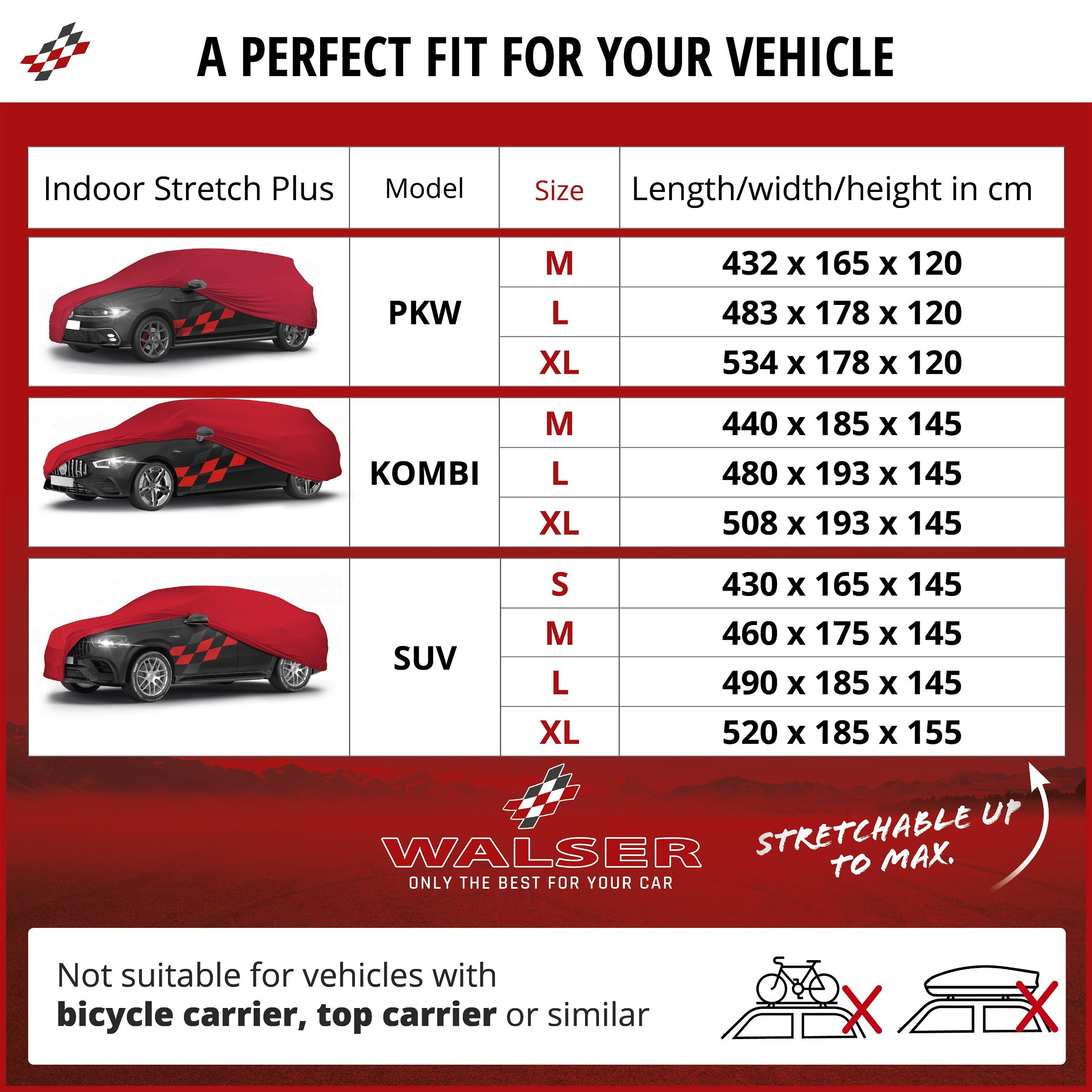 Car cover Indoor Stretch Plus combi size M red