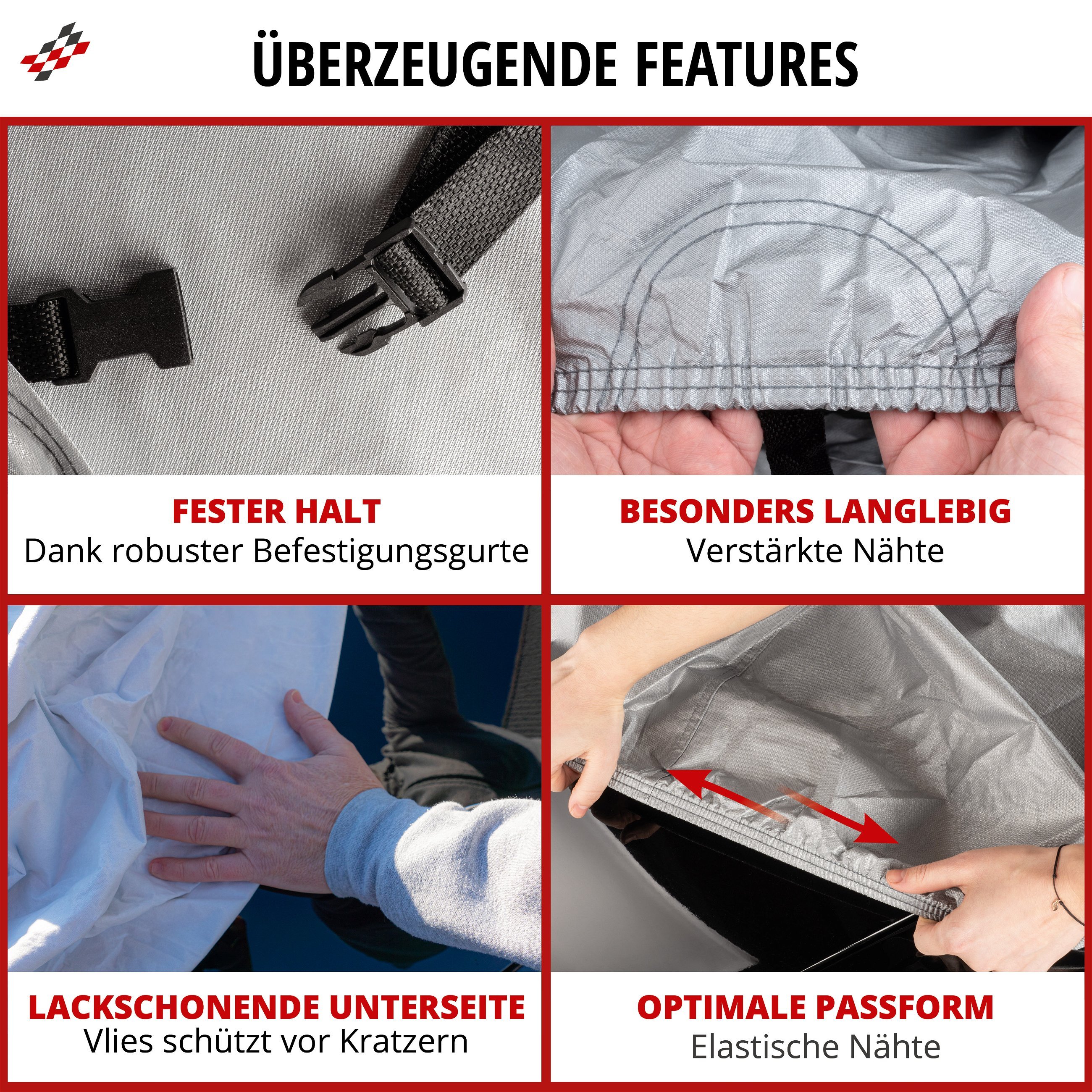 Abdeckplane Auto All Weather Basic, Autoplane Vollgarage SUV Größe L, Autoabdeckung silber