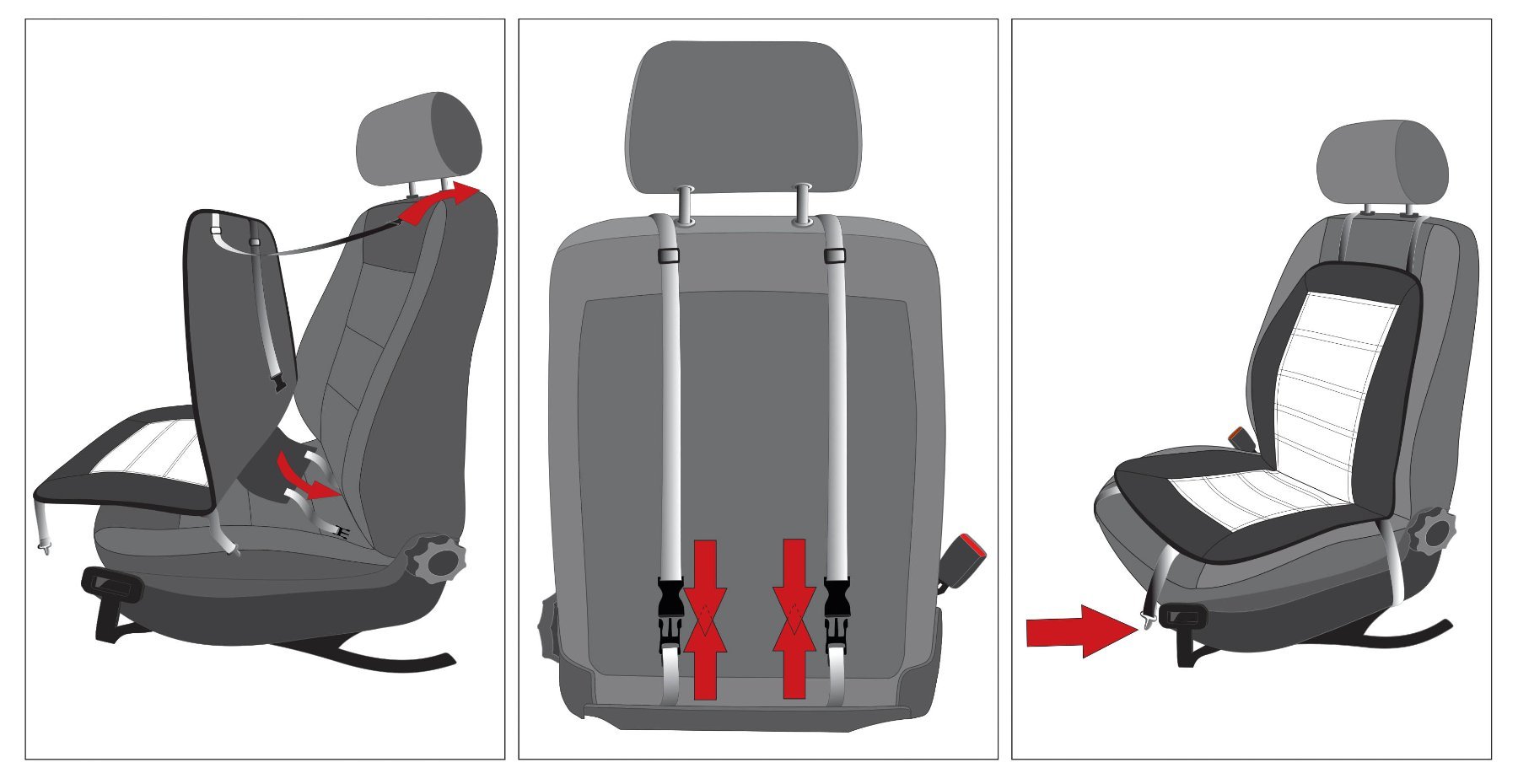 Premium verwarmde stoelhoes, model Caldo - rugleuning & zitvlak afzonderlijk verwarmbaar, 2 verwarmingsniveaus selecteerbaar, autostoelverwarming met 12-volt stekker