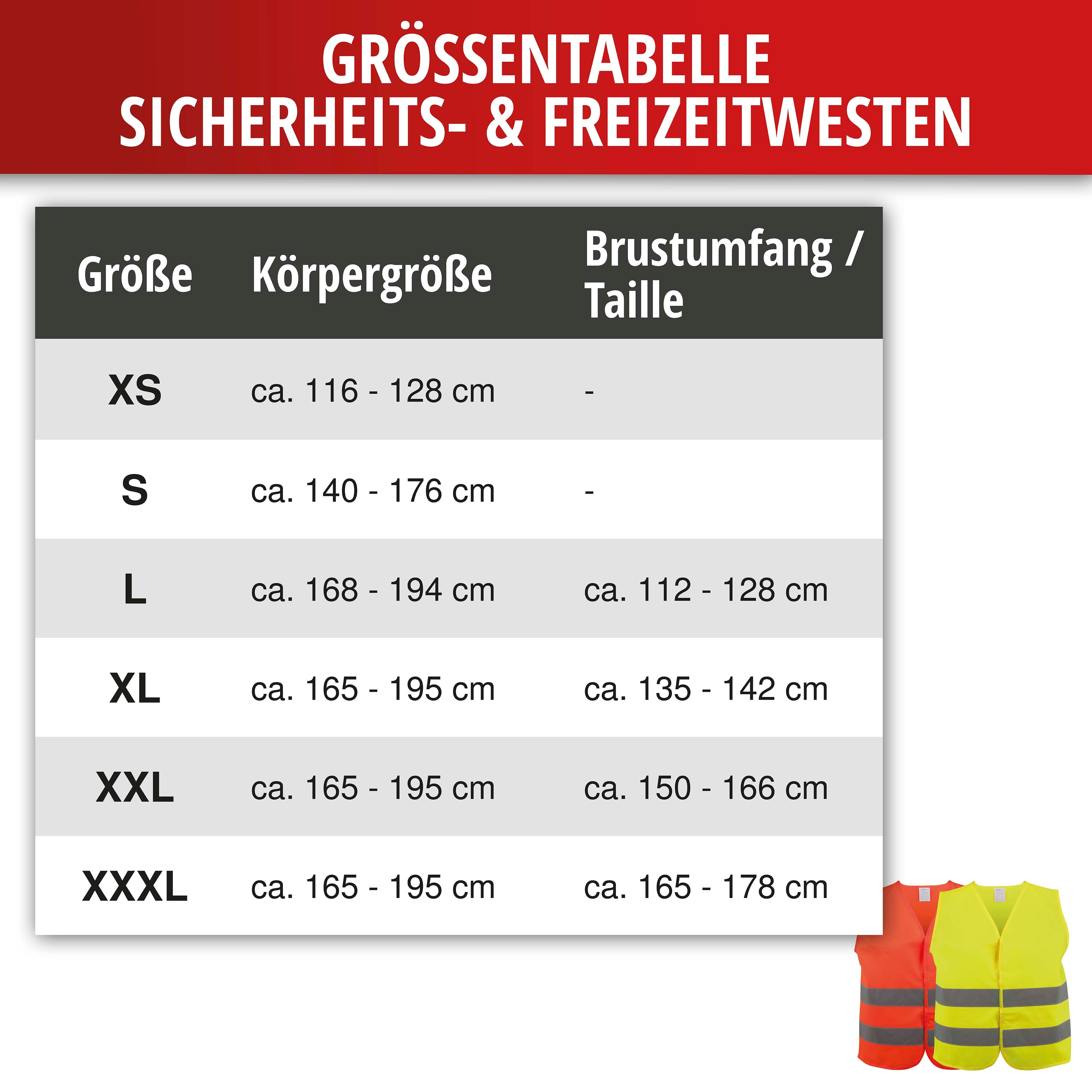 Sicherheitsweste Größe XXXL für Erwachsene Orange EN 471/2 43876