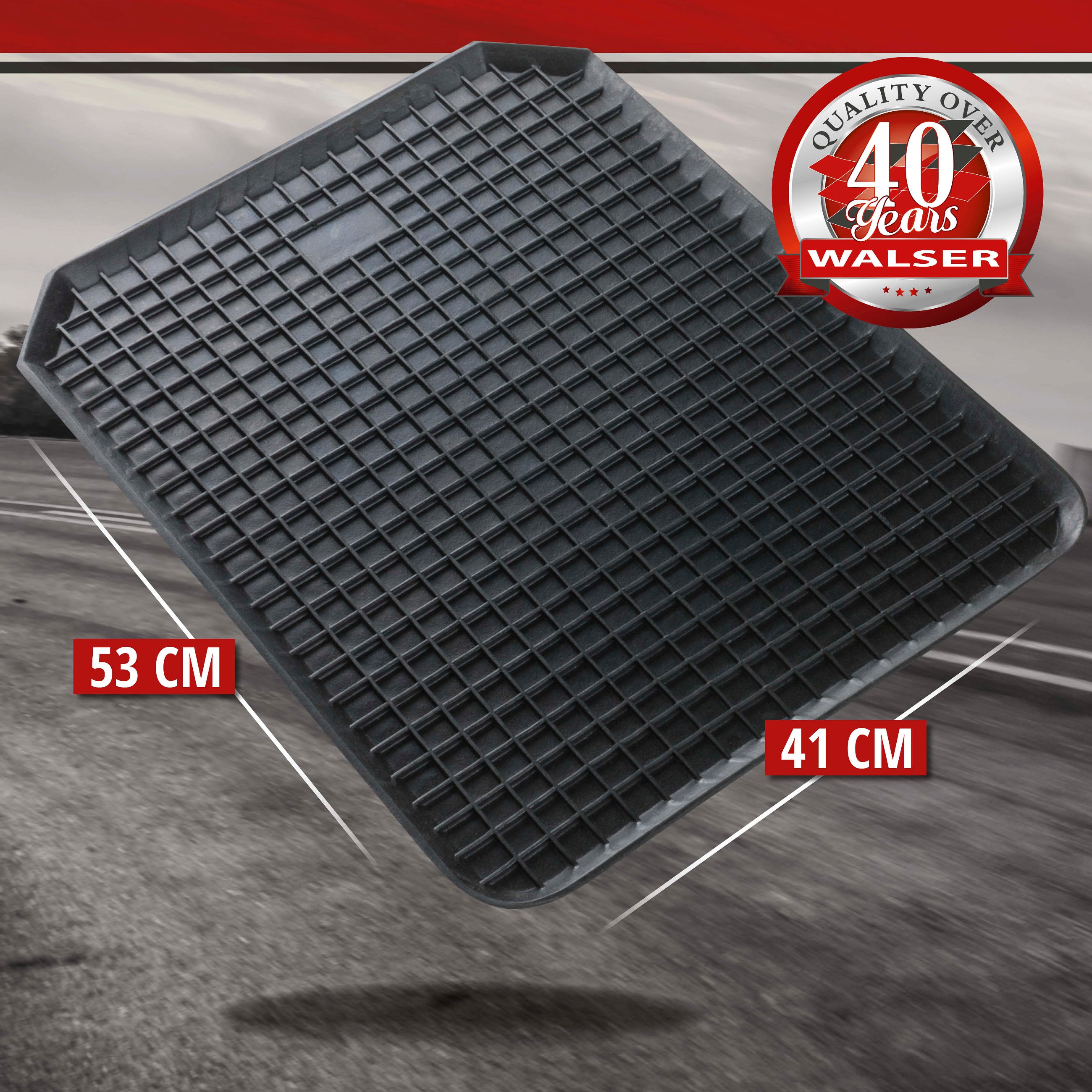 Rubber mats for edge honeycomb 53x41 cm Front black