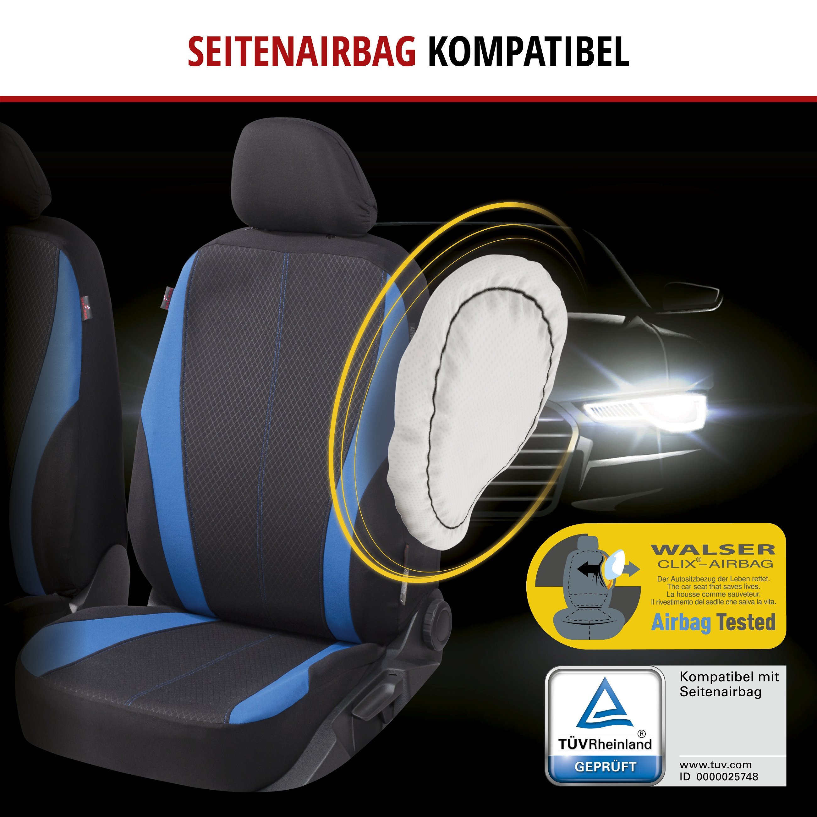 Autositzbezüge Set Leder,Autositzschoner Set Universal,Schonbezüge Auto  Komplettset 5-Sitze,Sitzbezüge Auto-Schwarz Blau (schwarz blau) :  : Auto & Motorrad