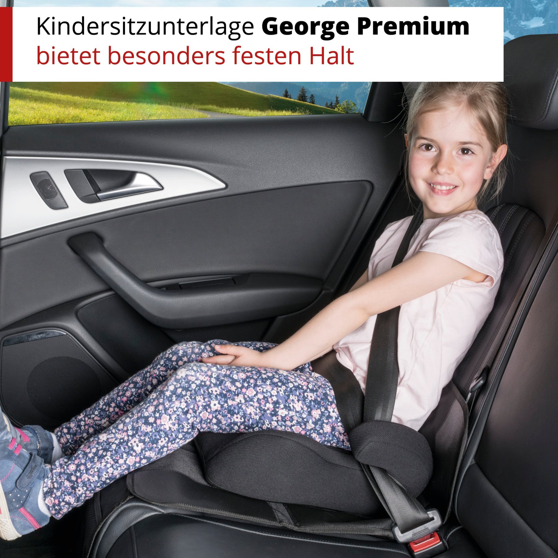 Kindersitzunterlage George Premium, Schutzunterlage Kindersitz schwarz