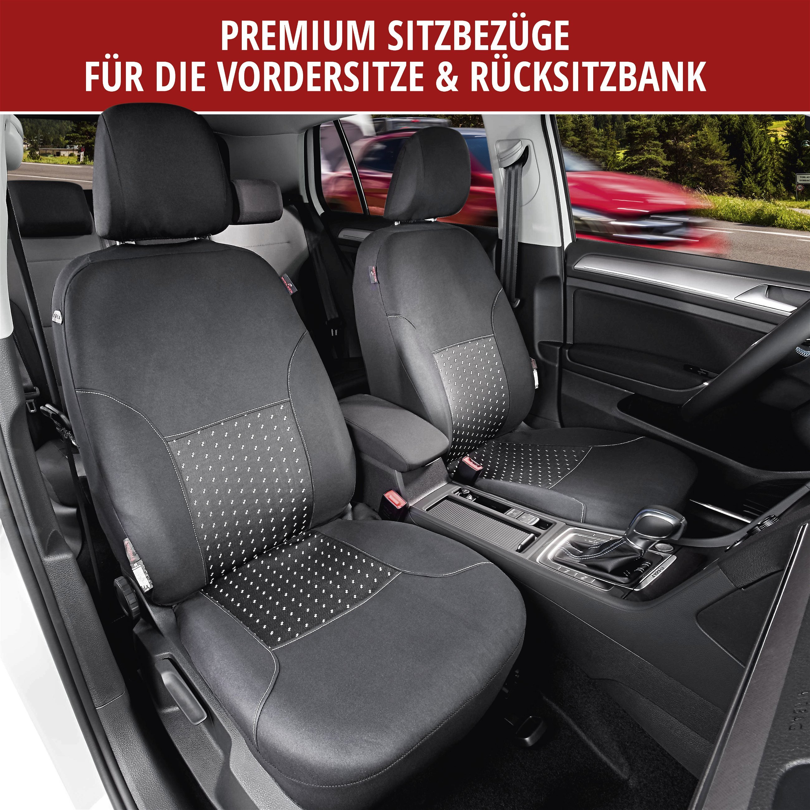 Sitzbezüge Autositzbezug Komplettset 5-Sitze, Universal Polyester Grau,  Elegance, kompatibel mit Volkswagen VW Tiguan 5-Sitze : : Auto &  Motorrad