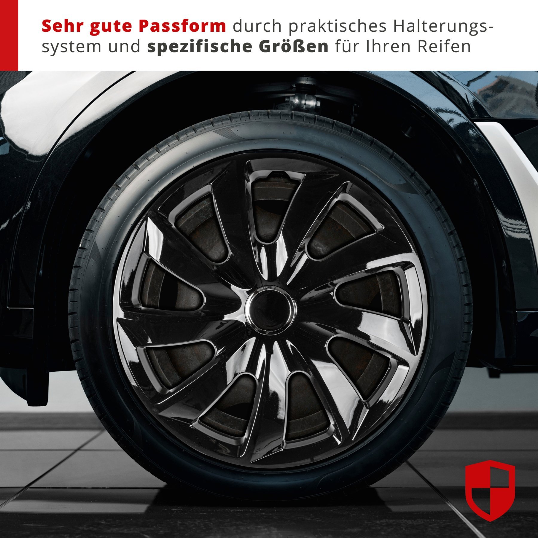 Radzierblenden Turbine 15 Zoll, 4er Satz Radkappen, Radblenden schwarz