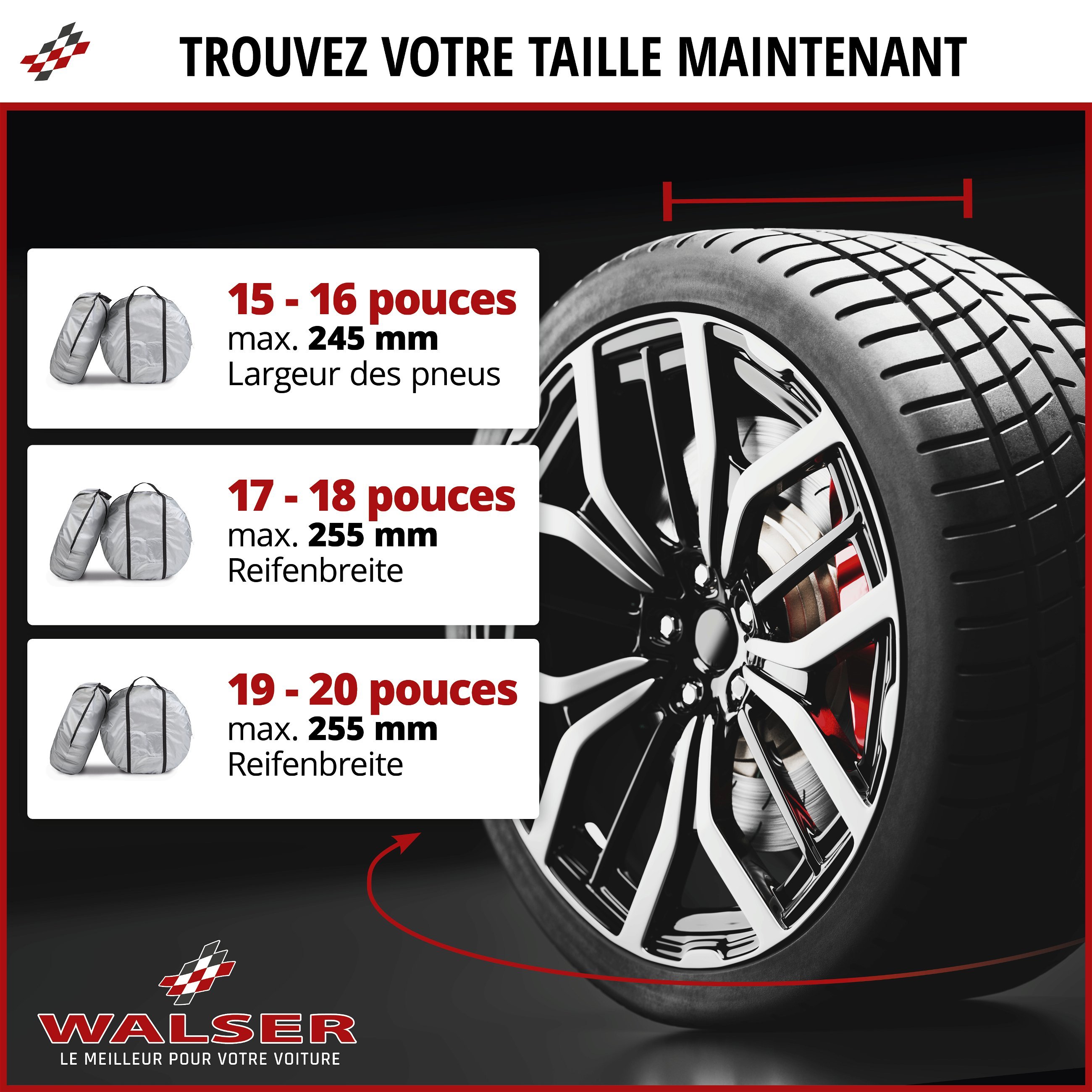 Sac de rangement pour pneus, lot de 2, taille M, housse de protection pour pneus 15-16 pouces