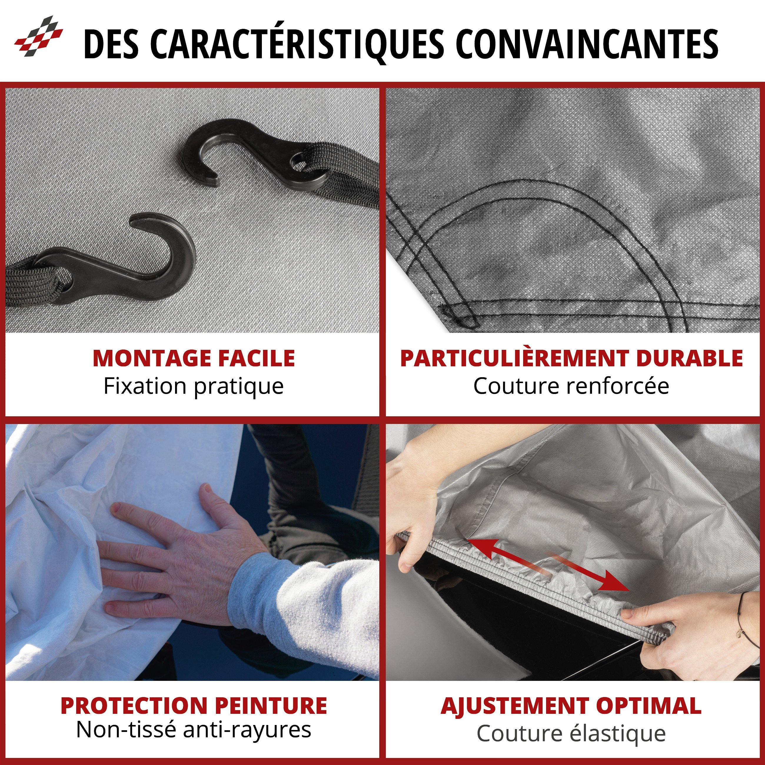 Bâche voiture All Weather Basic, bâche de voiture demi-garage taille XL gris