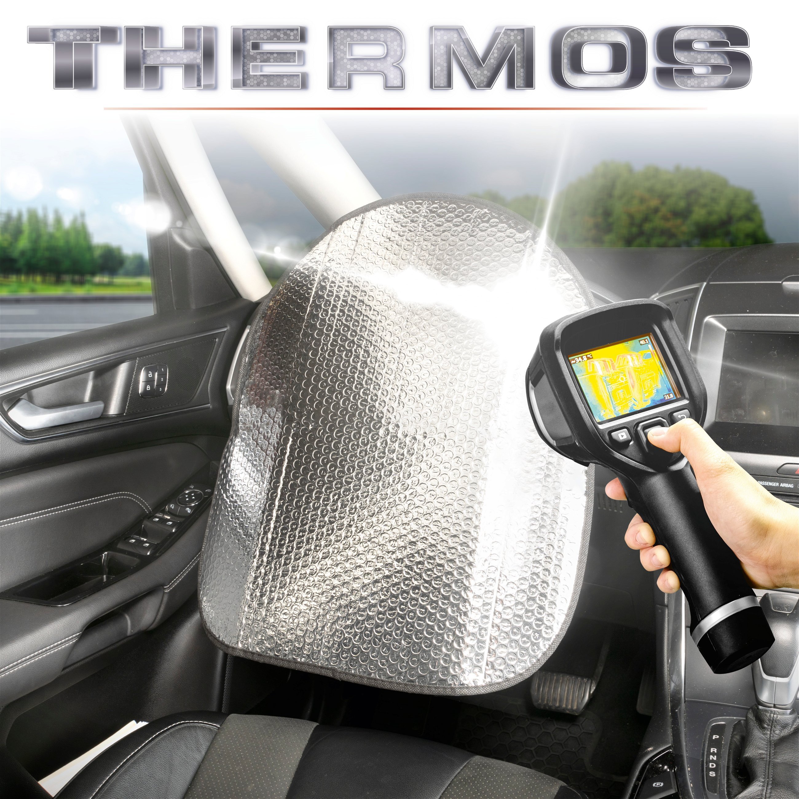 Thermo steering wheel protector 50x44 cm silver