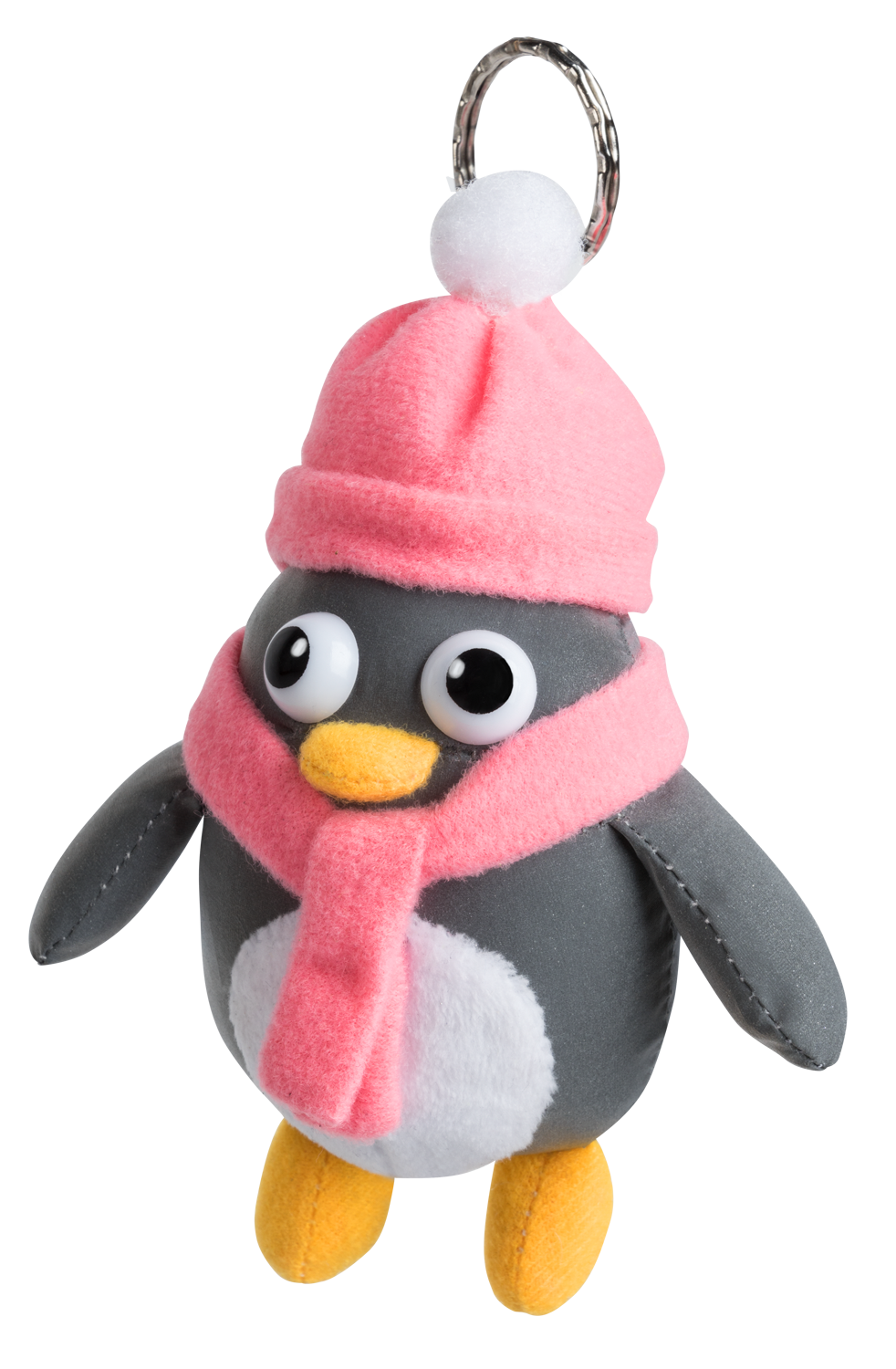 Pendentif souple de sécurité Pingouin argenté réfléchissant