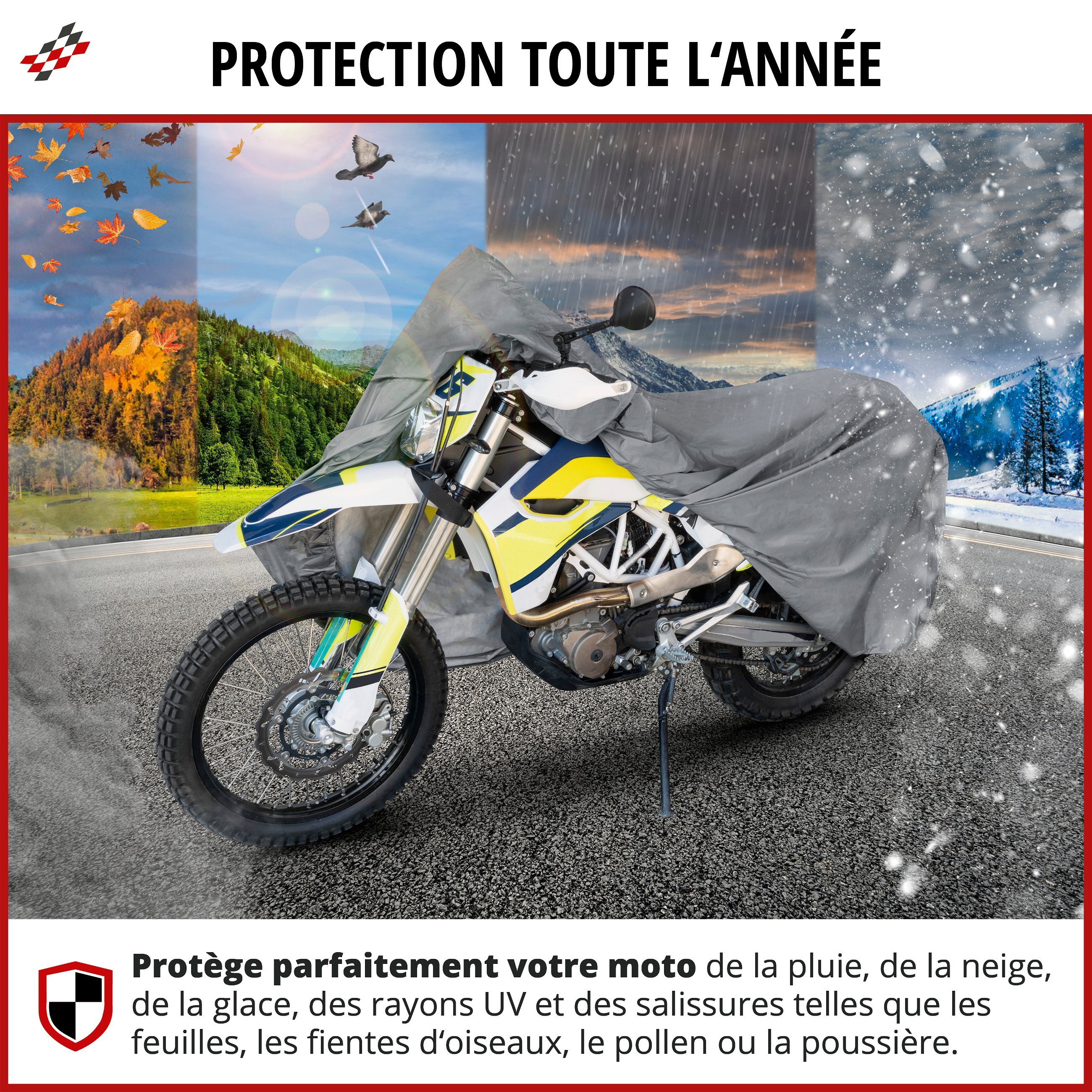 Garage à motos Enduro taille XL PVC - 255 x 110 x 135 cm gris