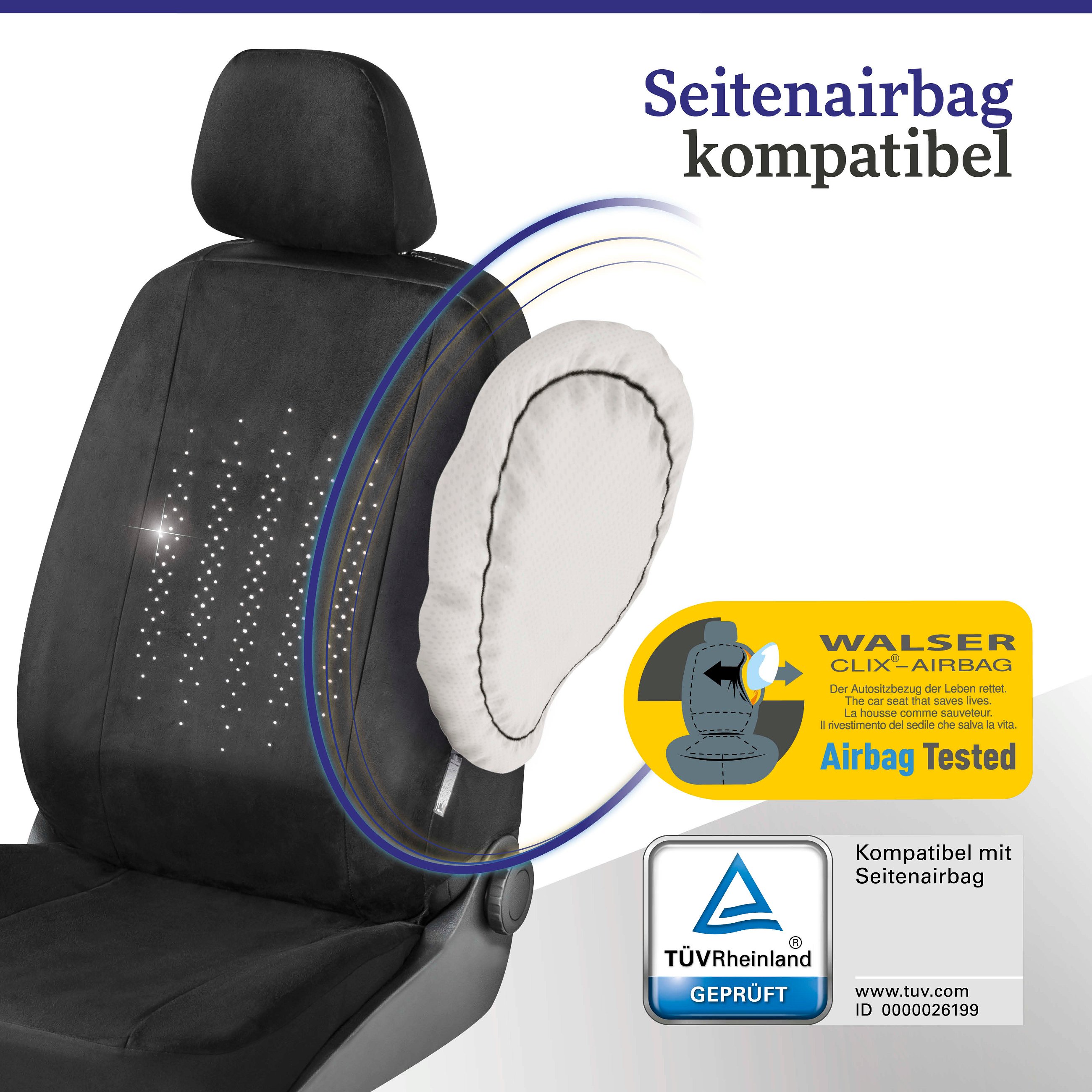 Autositzbezug Julia verziert mit Kristallen von Swarovski® für einen Vordersitz
