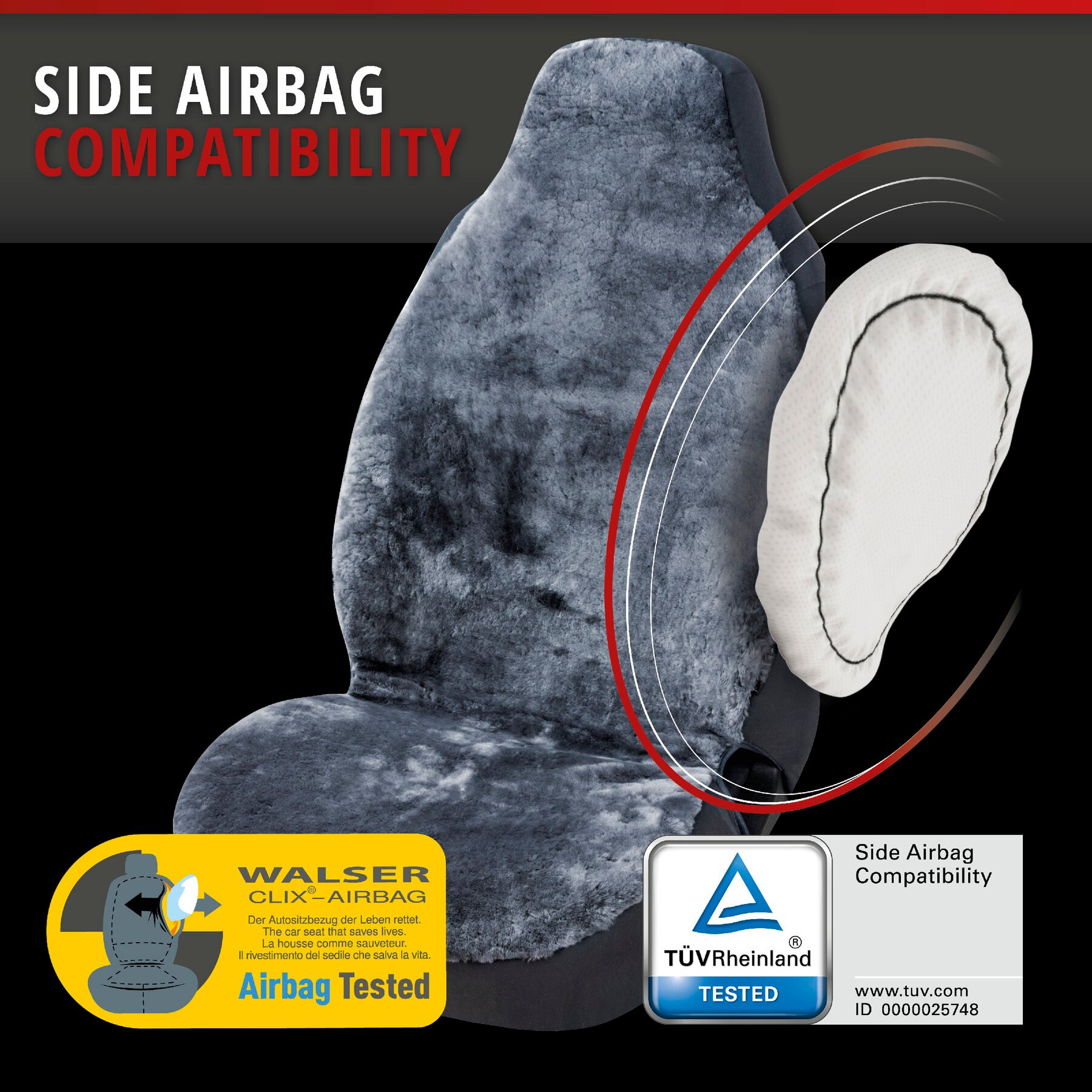Car Seat cover Zoi made of lambskin Highback anthracite