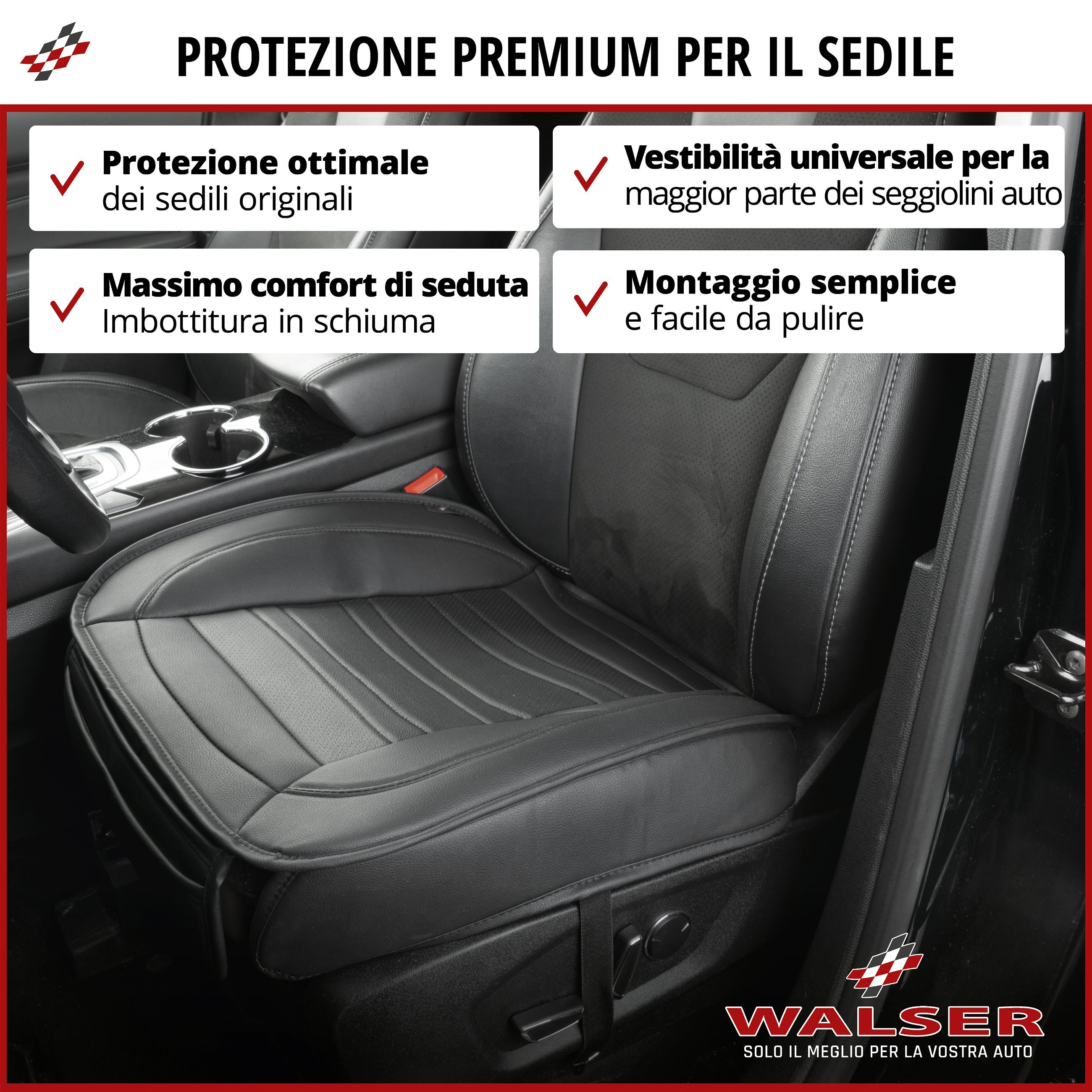 Coprisedile auto Fernando, coprisedile auto sedile anteriore, protezione sedile auto 1 pezzo nero