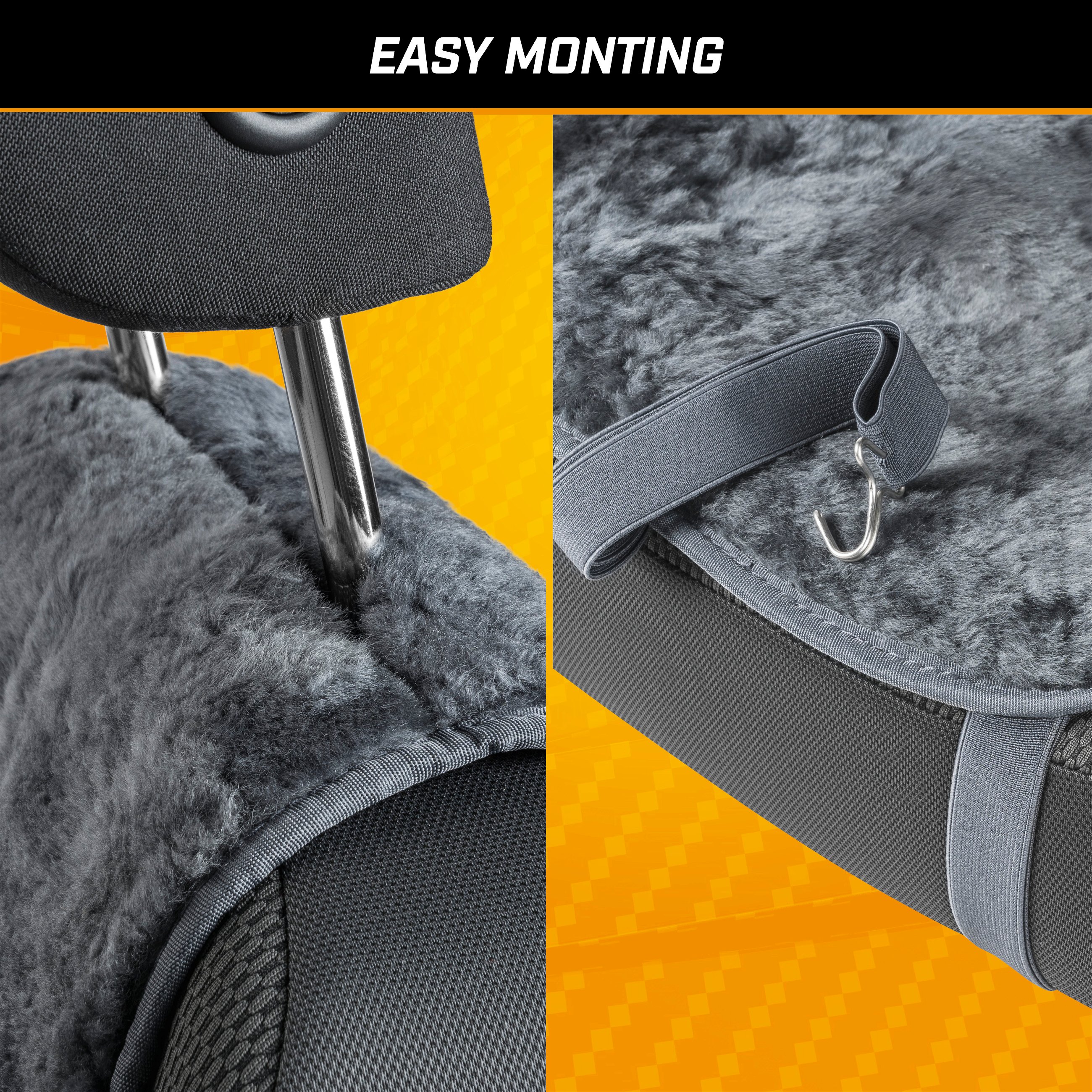 Car Seat cover made of lambskin Cosmo anthracite 12-14mm fur height