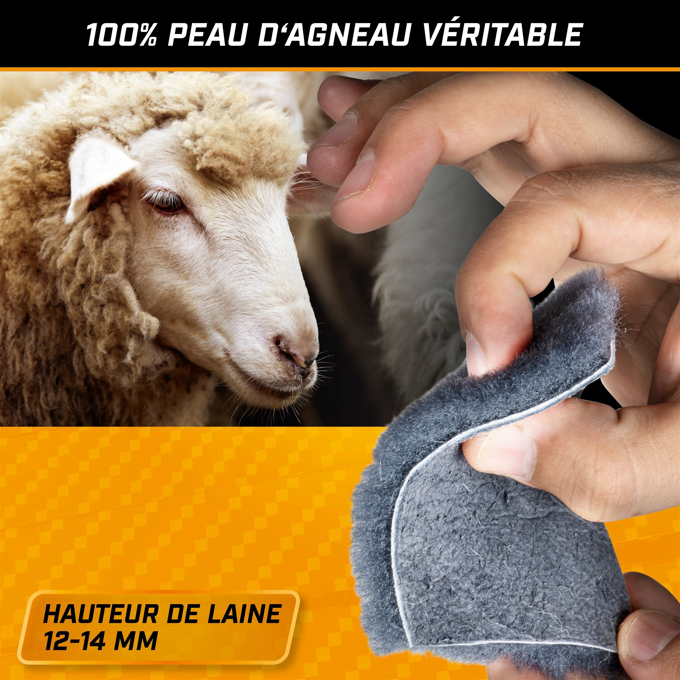 Housses de sièges en agneau Cosmo anthracite 12-14mm hauteur de fourrure