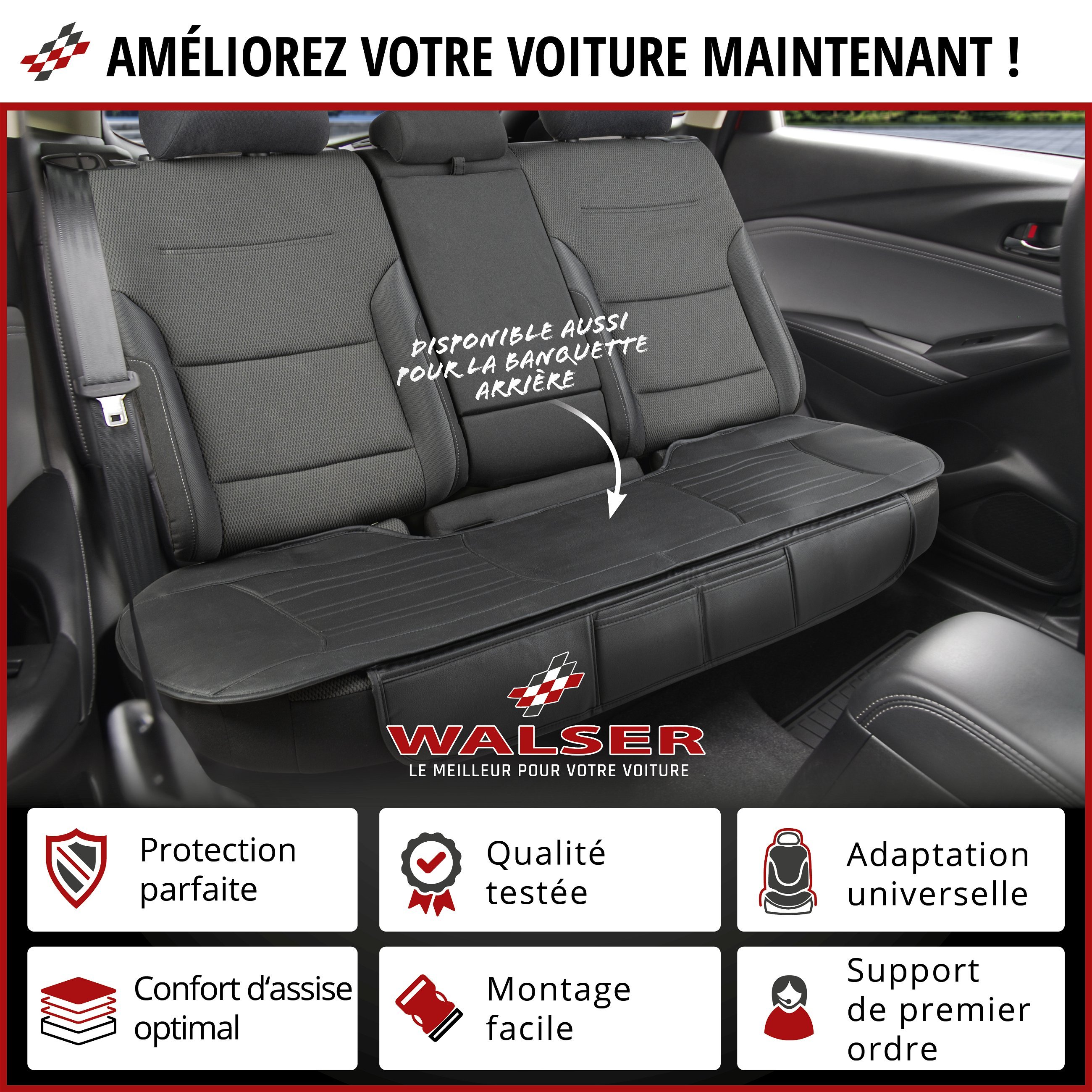 Couvre-siège de voiture Fernando, siège avant, protège-siège de voiture 1 pièce noir