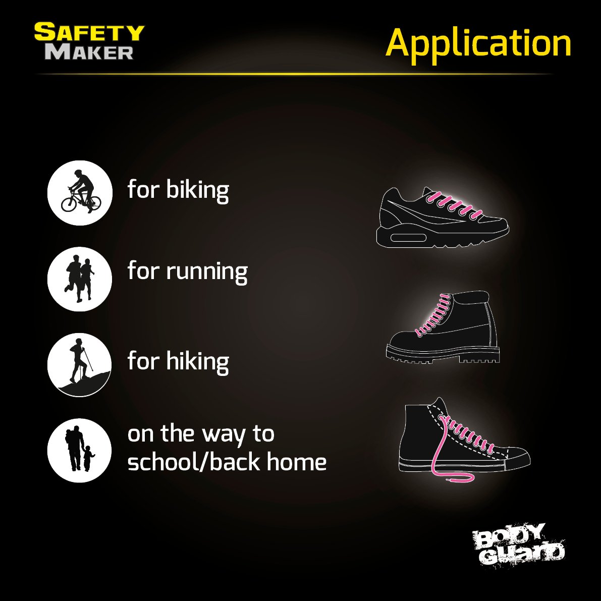 Reflective laces pink