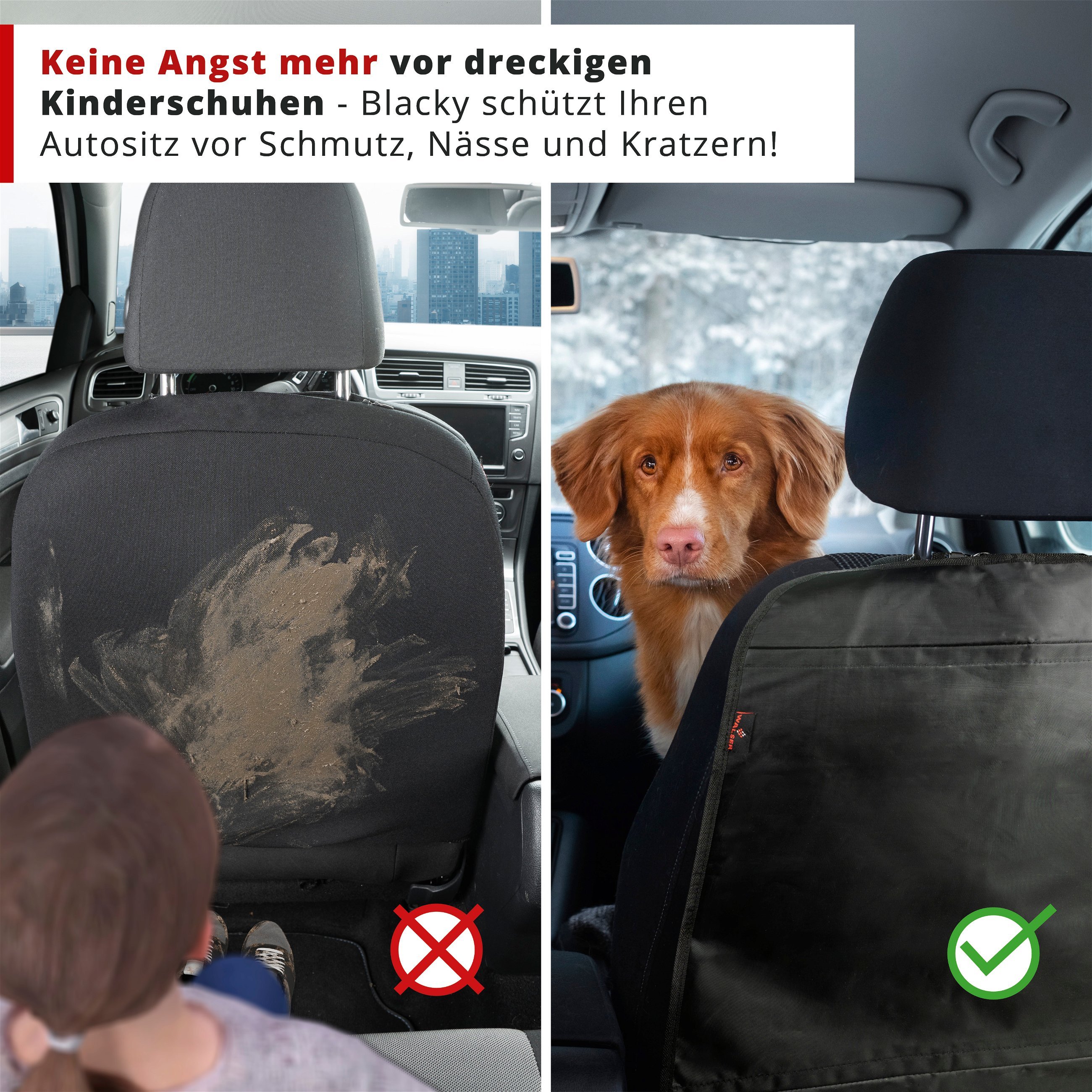 Rückenlehnenschutz Blacky XL, Rücksitzschoner 66x45 cm schwarz