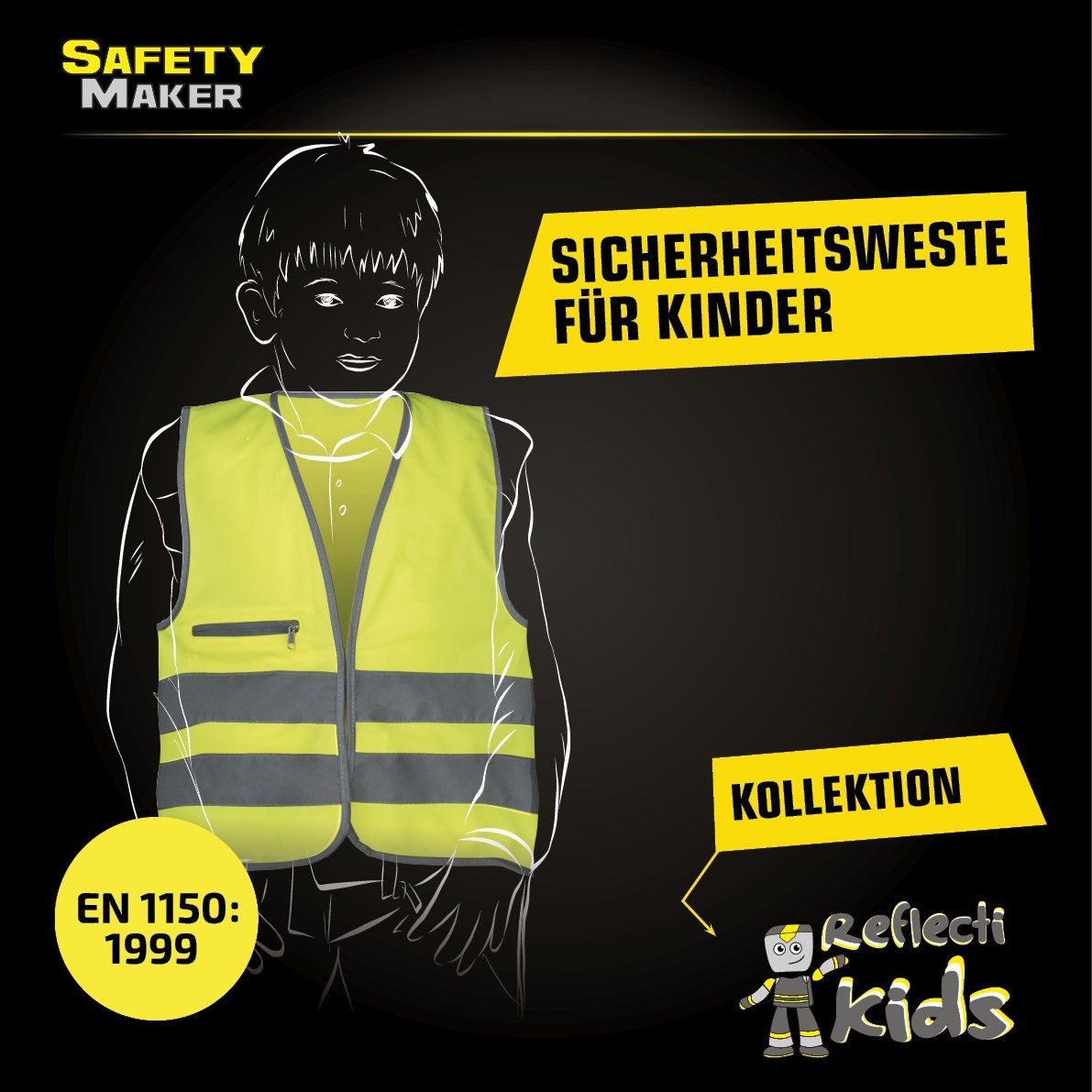 Reflektierende gelbe Sicherheitsweste für Kinder
