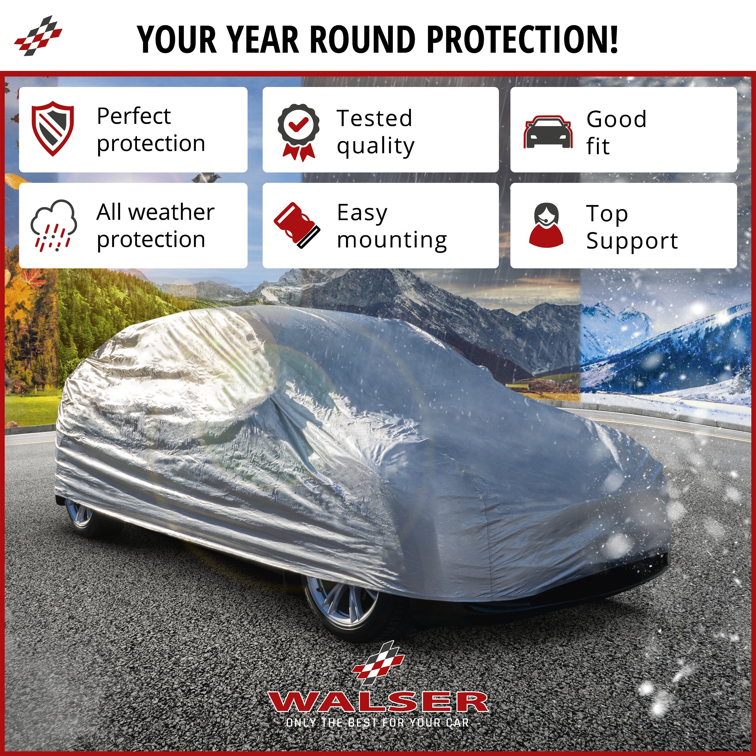 Car cover All Weather Basic, car cover full garage Combi size M silver