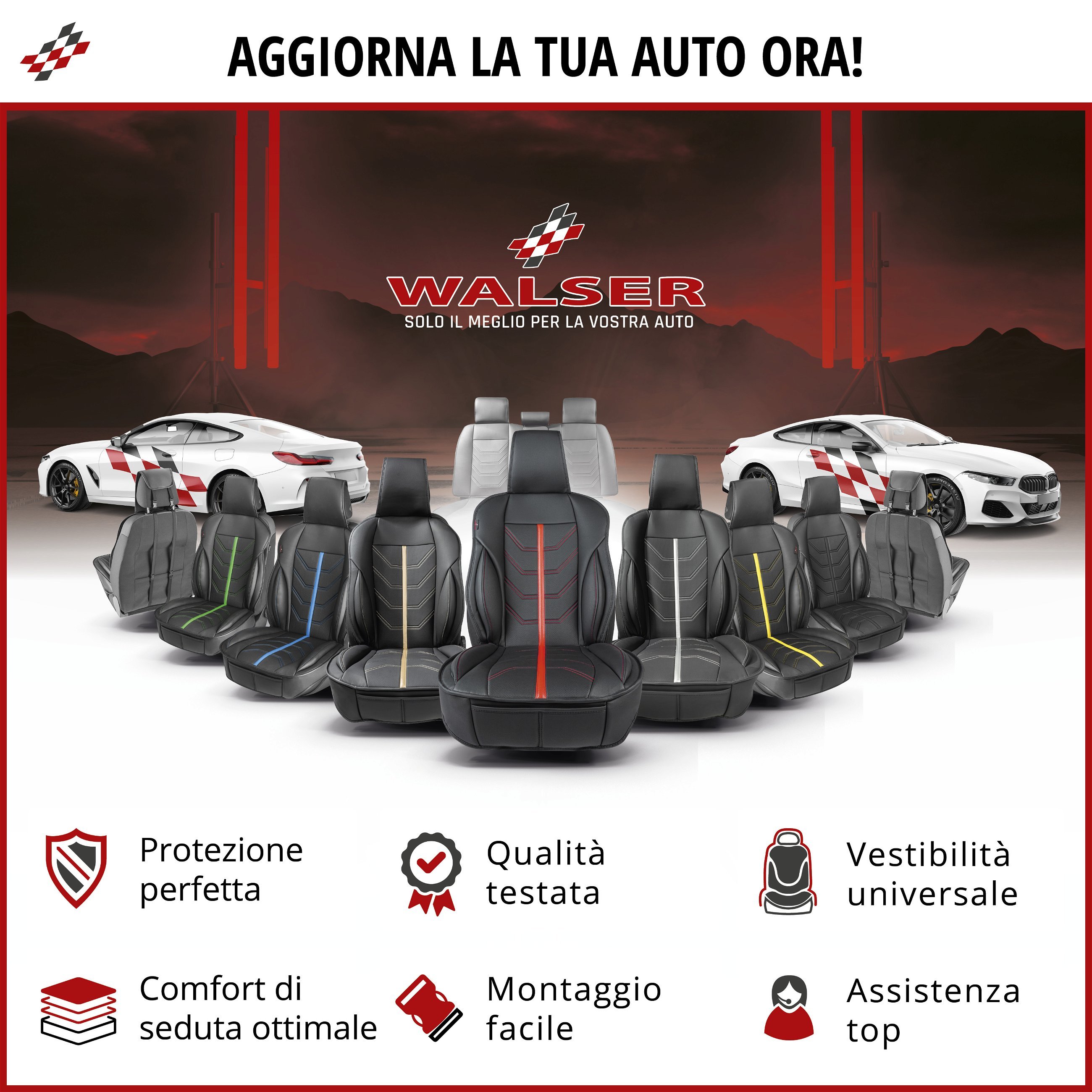 Coprisedili auto Kimi nero/argento