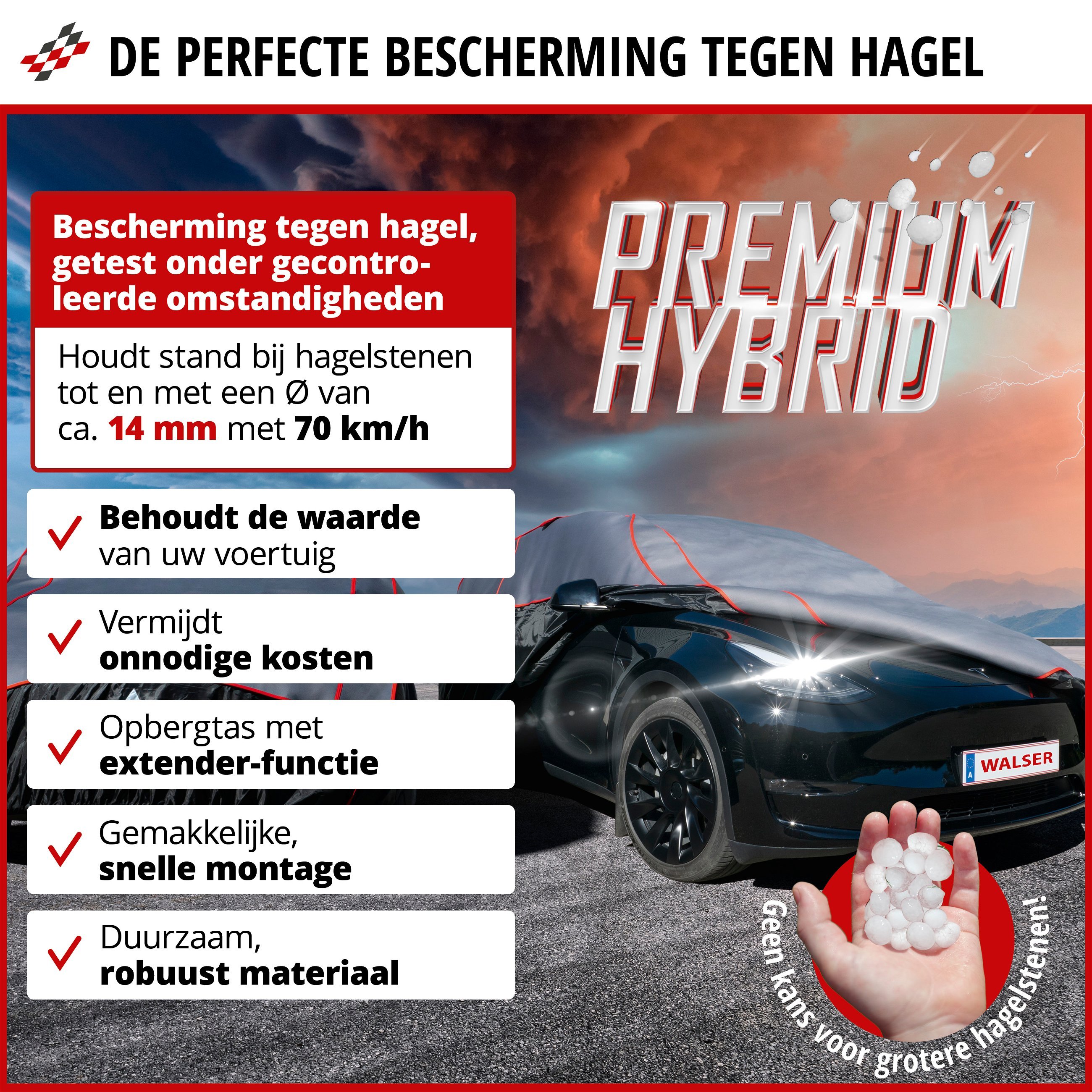Auto-hagelbeschermhoes Premium Hybrid XL