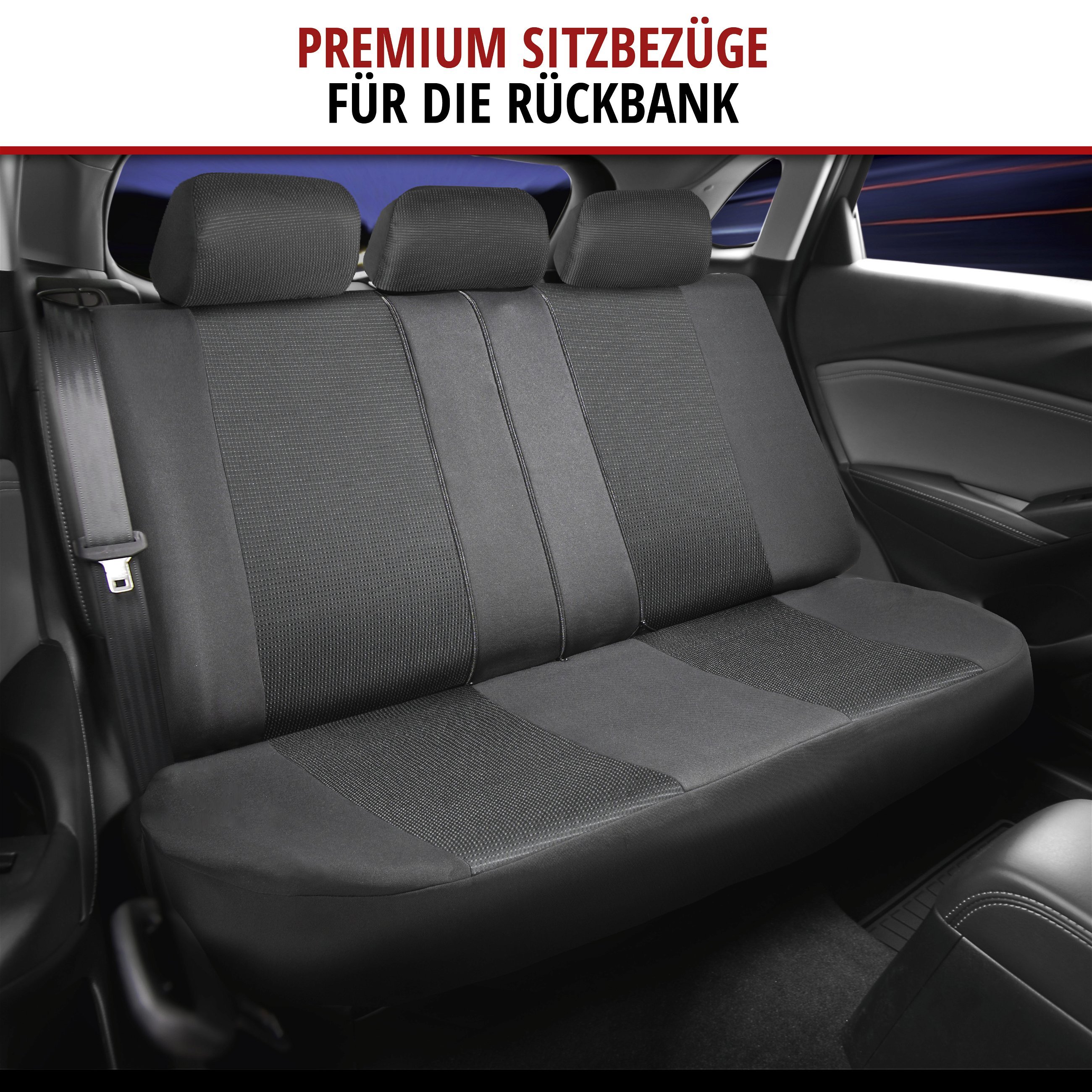 Autositzbezug ZIPP-IT Premium Esprit, PKW-Schonbezüge Komplettset Normalistz mit Reißverschluss-System schwarz