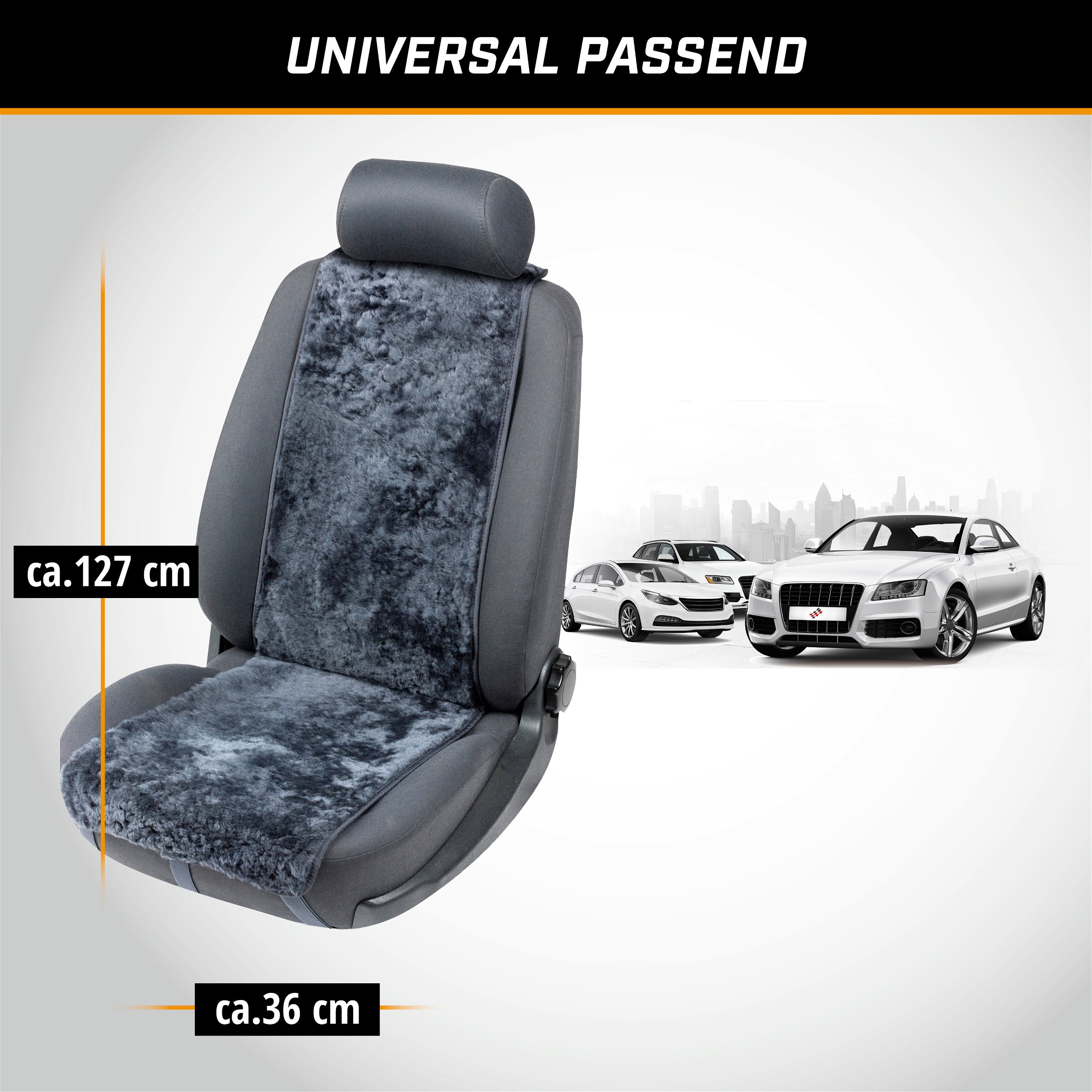 PKW Sitzauflage aus Lammfell Cosmo, Auto-Sitzaufleger, Lammfell-Sitzauflage anthrazit