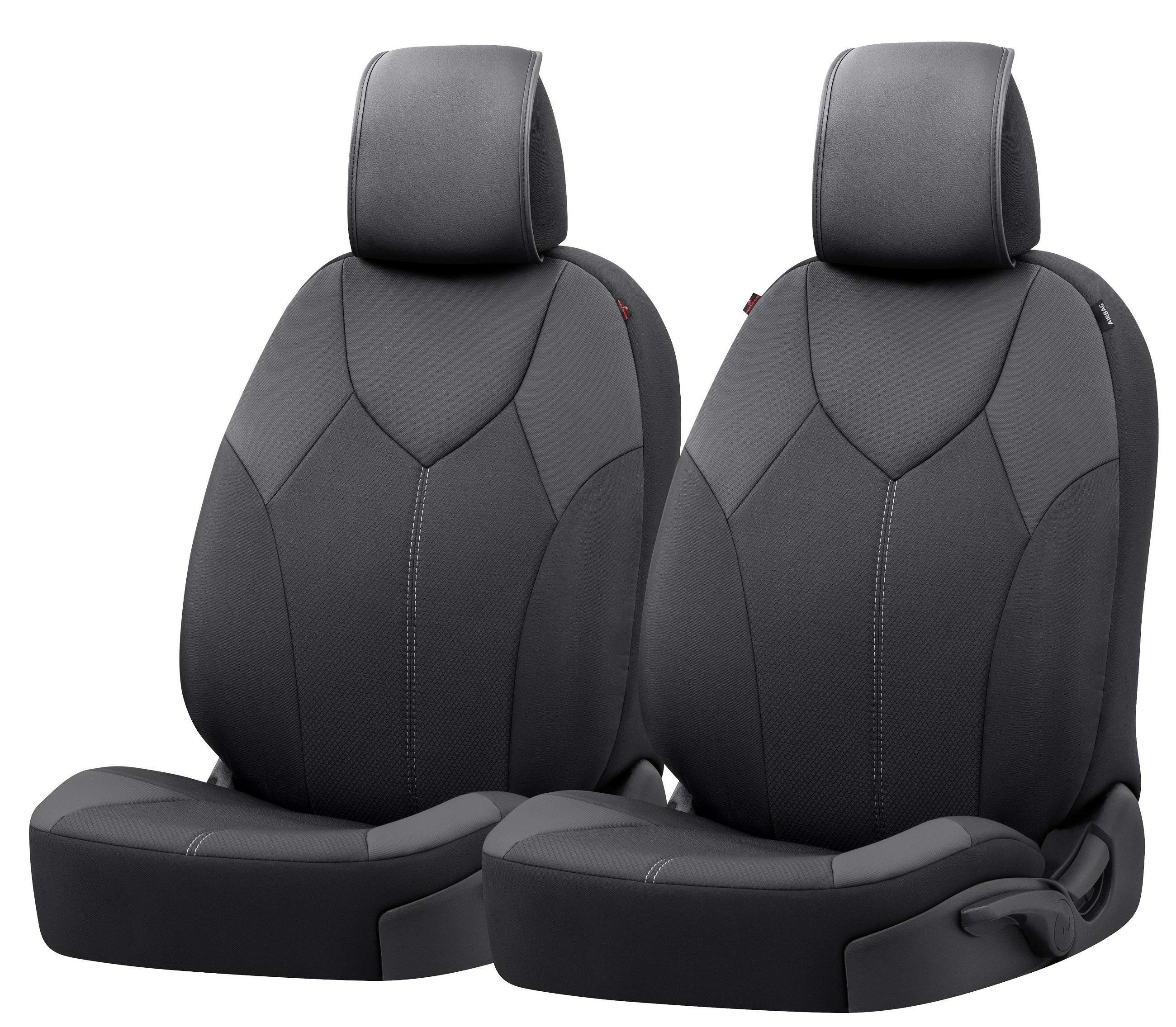 Autositzbezug ZIPP-IT Deluxe Portofino, PKW-Schonbezüge für 2 Vordersitze mit Reißverschluss-System schwarz/grau