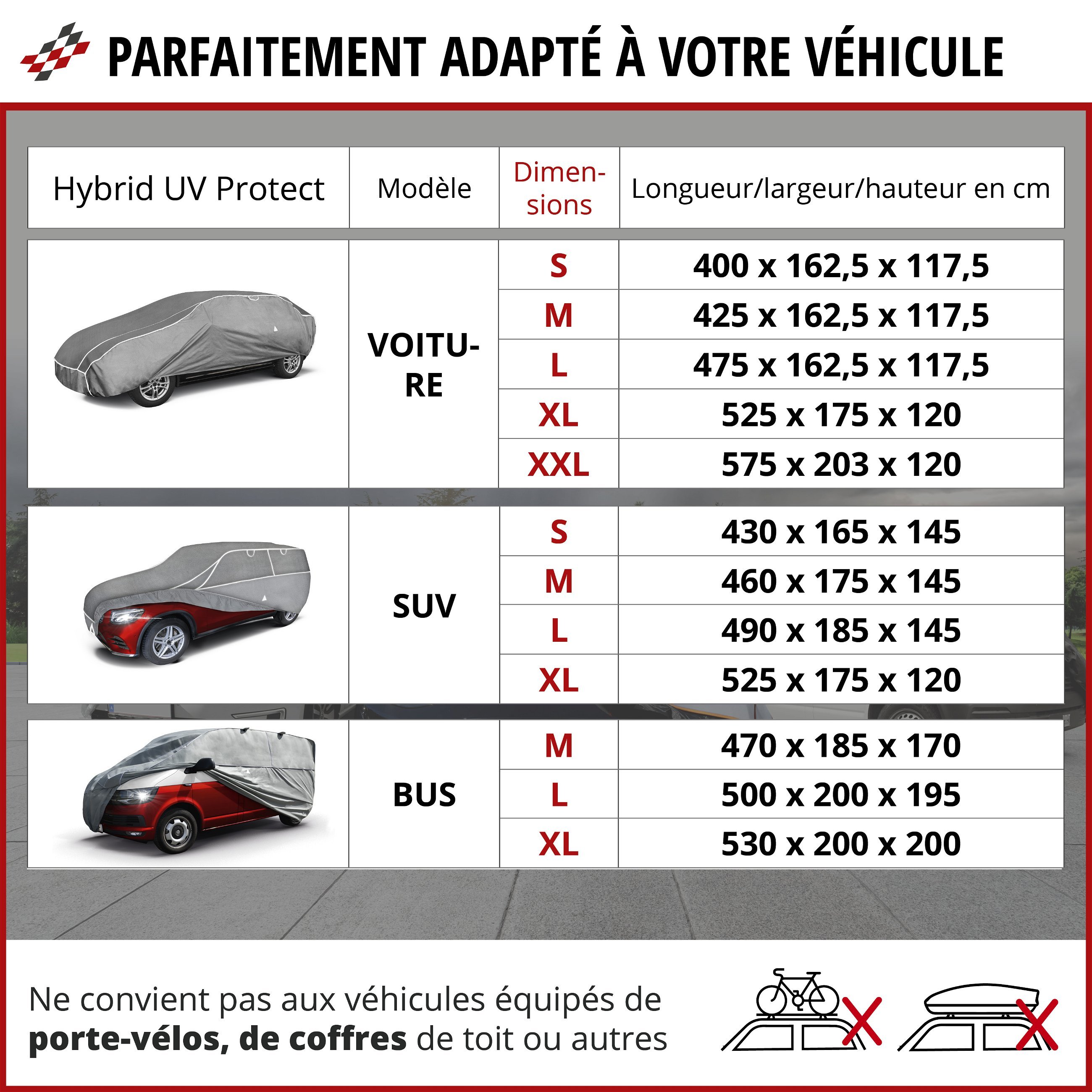 Bâche de Bus anti-grêle Hybrid UV Protect taille L