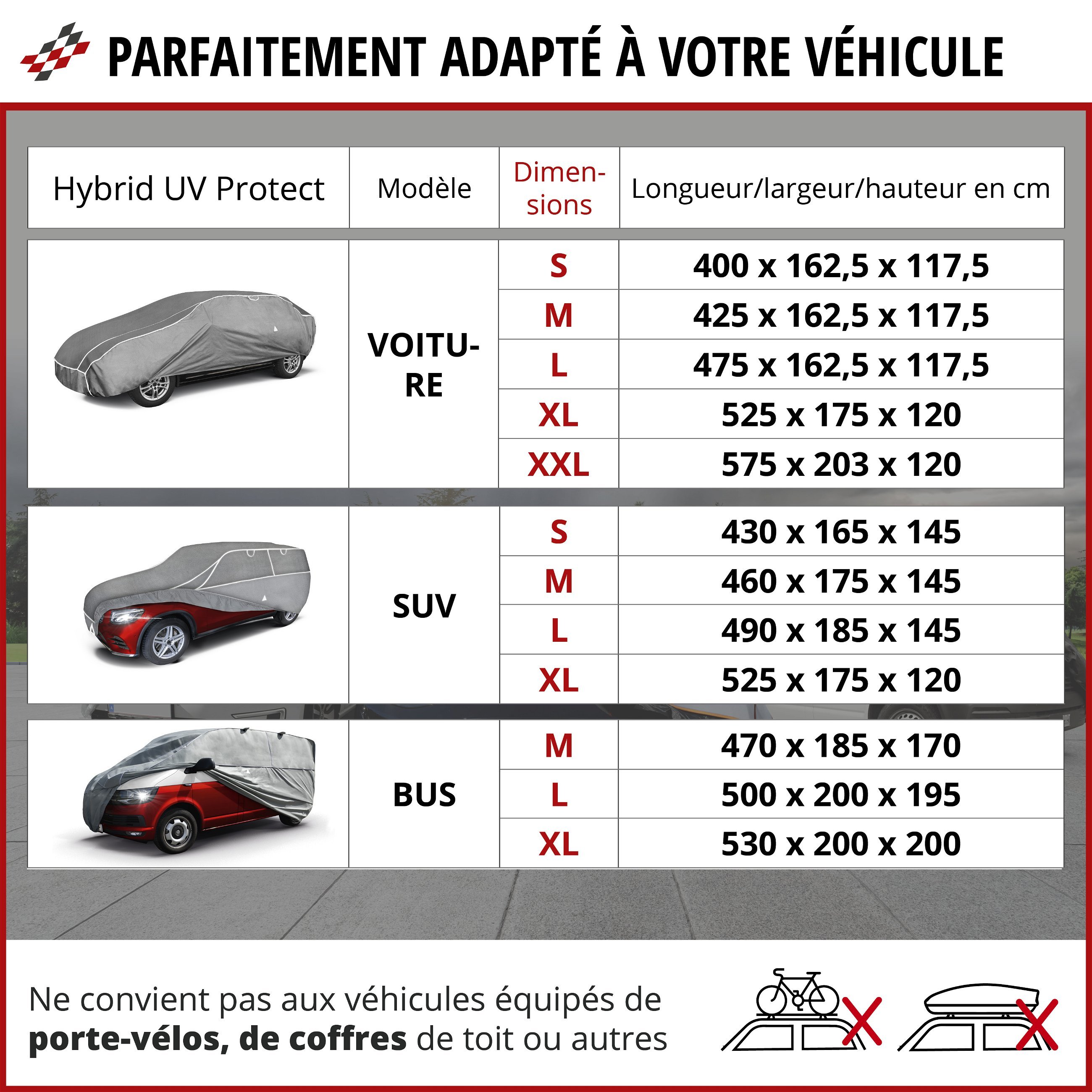 Bâche de Voiture Housse Protection Auto Gris PEVA avec Réfléchissant  Anti-Rayures Imperméable pour Berline Jusqu'à 495cm 