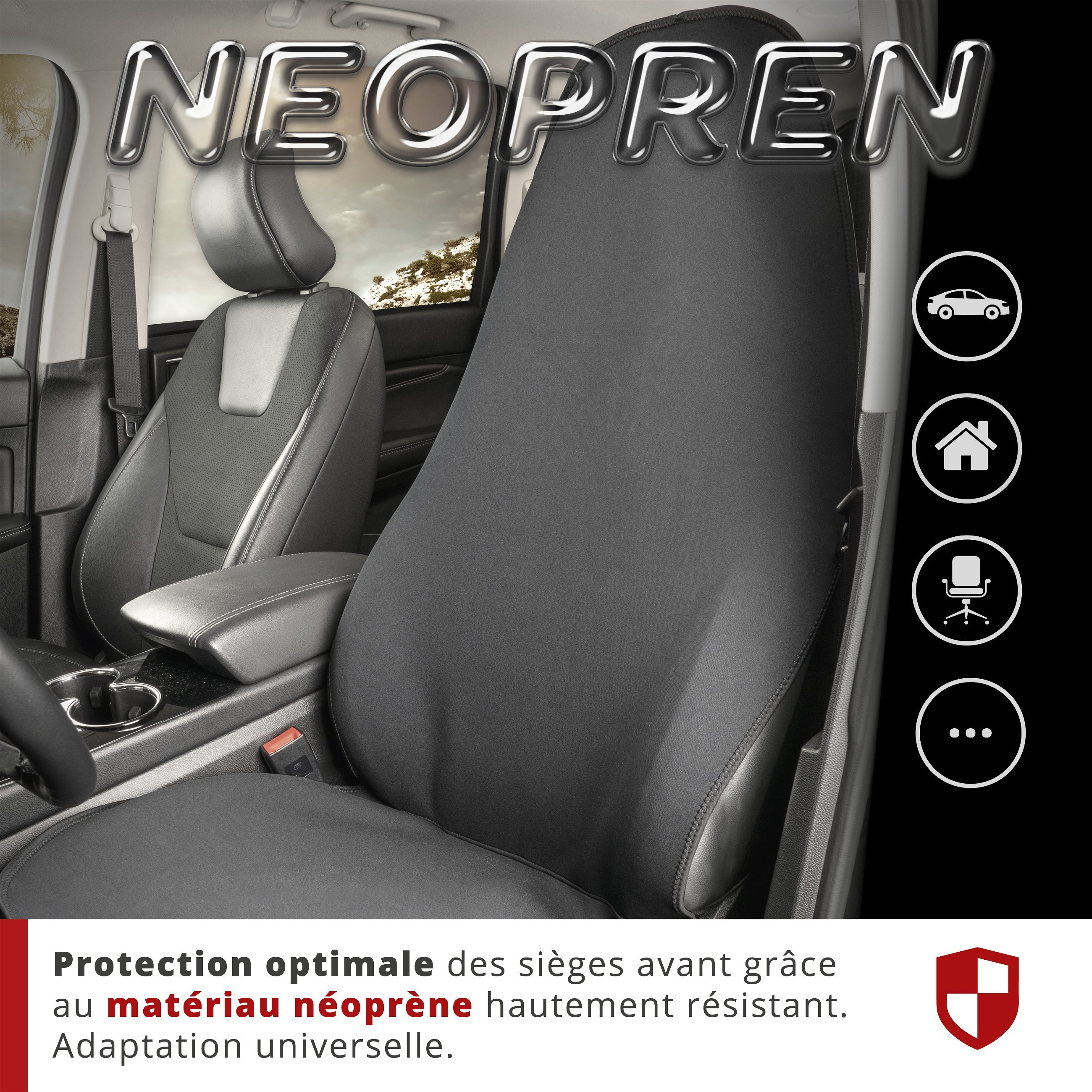 Housse de siège en néoprène pour voiture, protection de siège avant étanche, housse de protection universelle et robuste pour voiture/camion