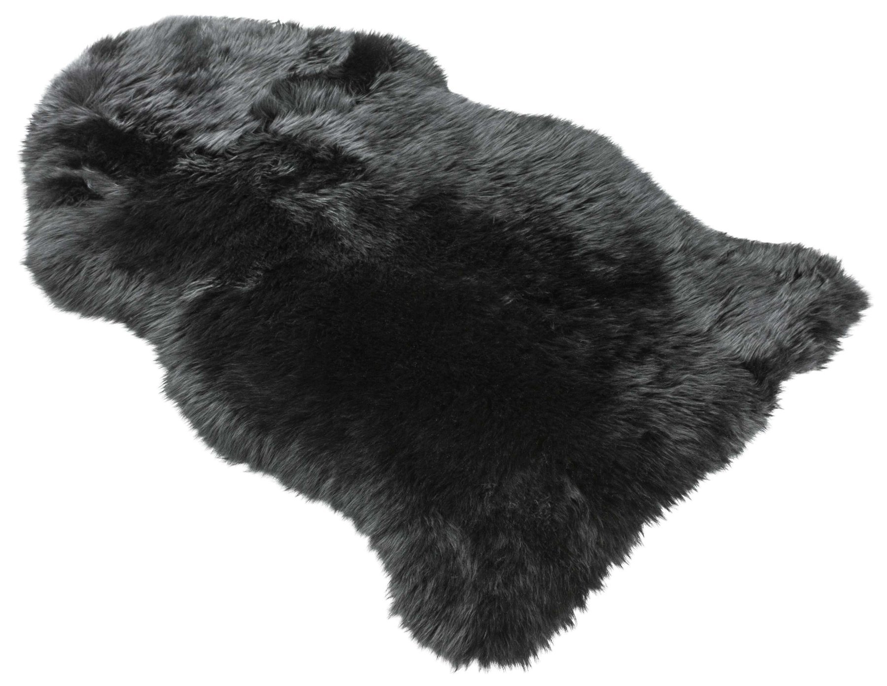 Lammfell Teppich Blake schwarz 80-90cm aus 100% natürlichem Lammfell, Wollhöhe 50mm, ideal im Wohn- & Schlafzimmer