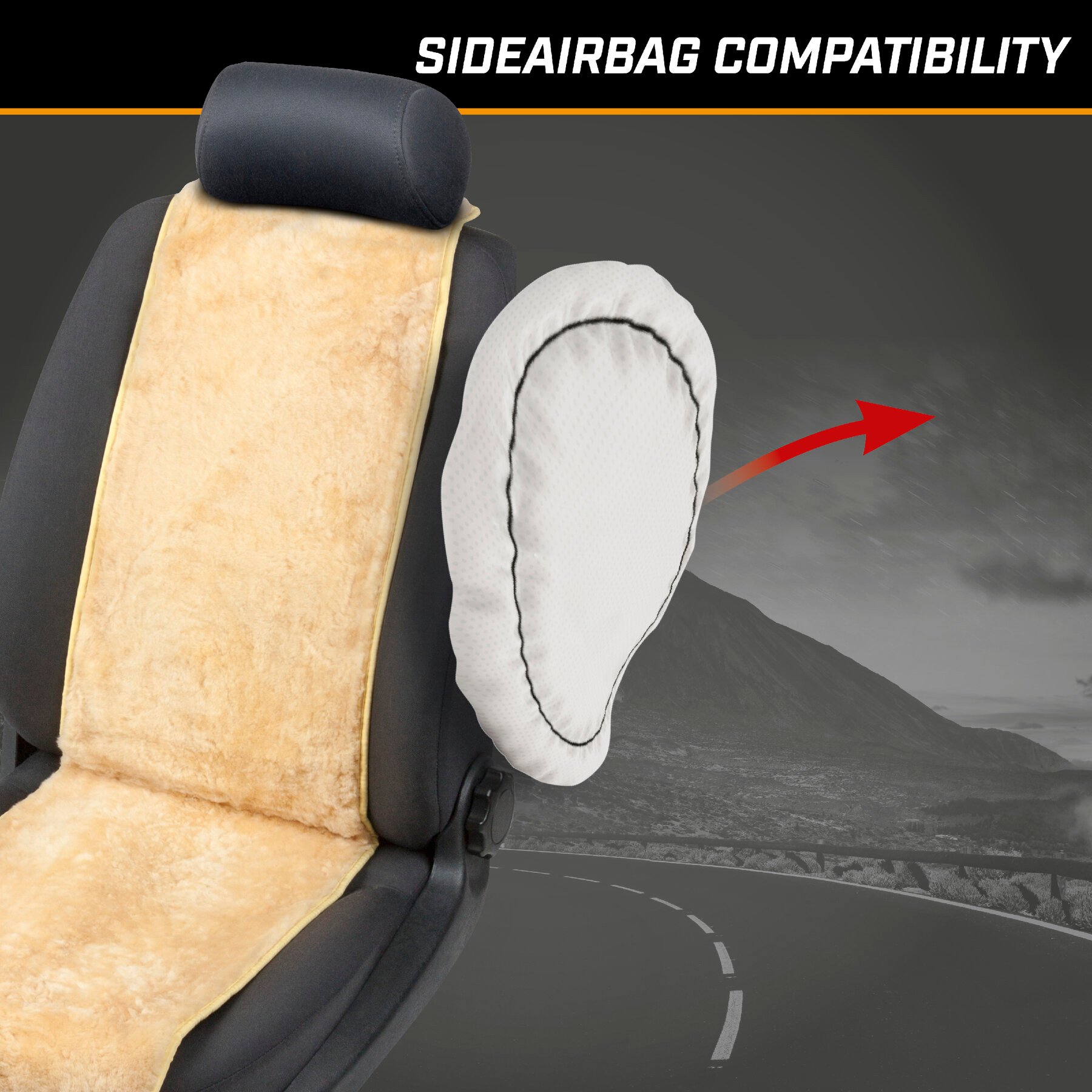 Car Seat cover in lambskin Cosmo beige 12-14mm fur height