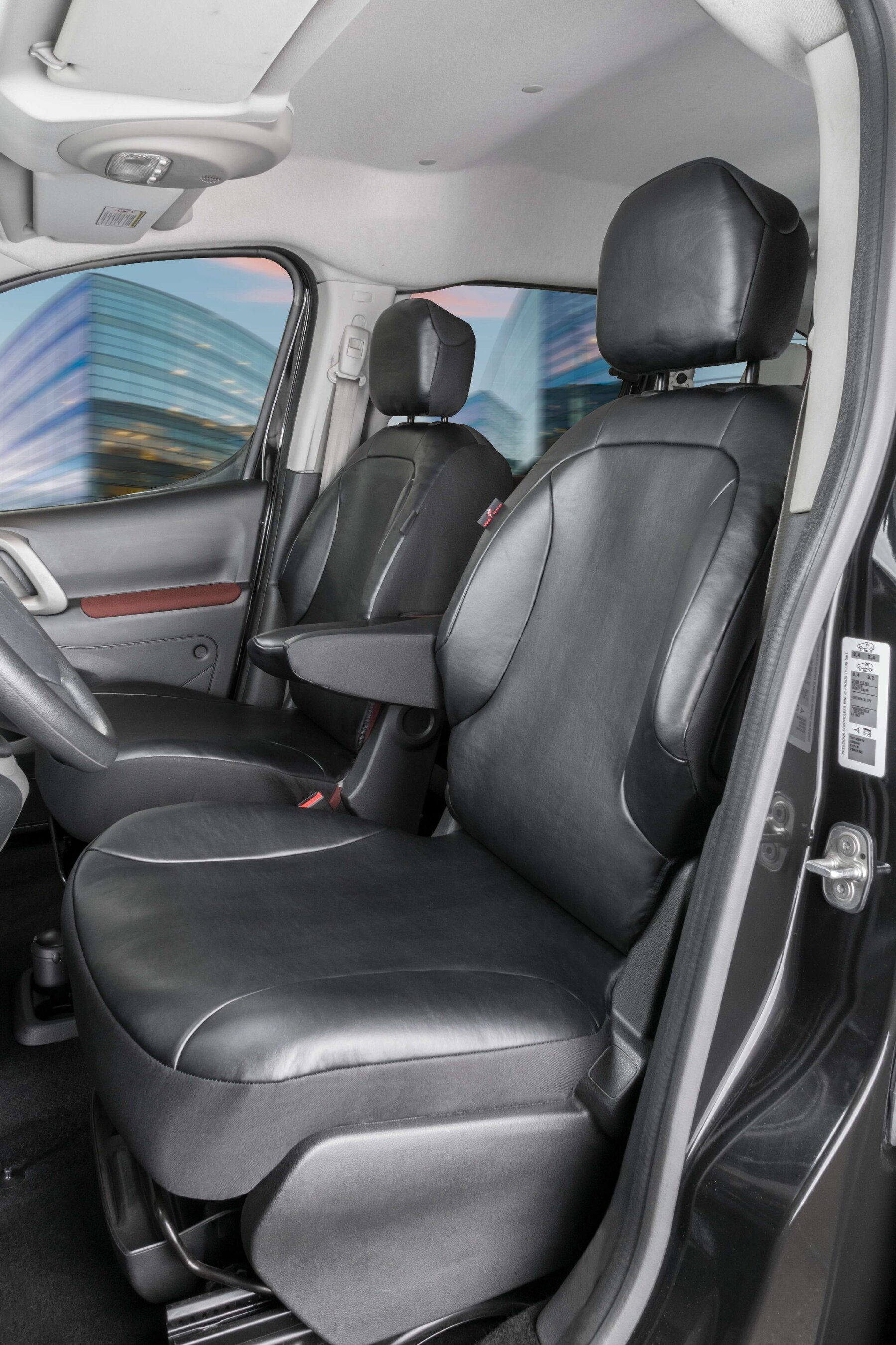 Passform Sitzbezug aus Kunstleder für Peugeot Partner, 2 Einzelsitzbezüge vorne