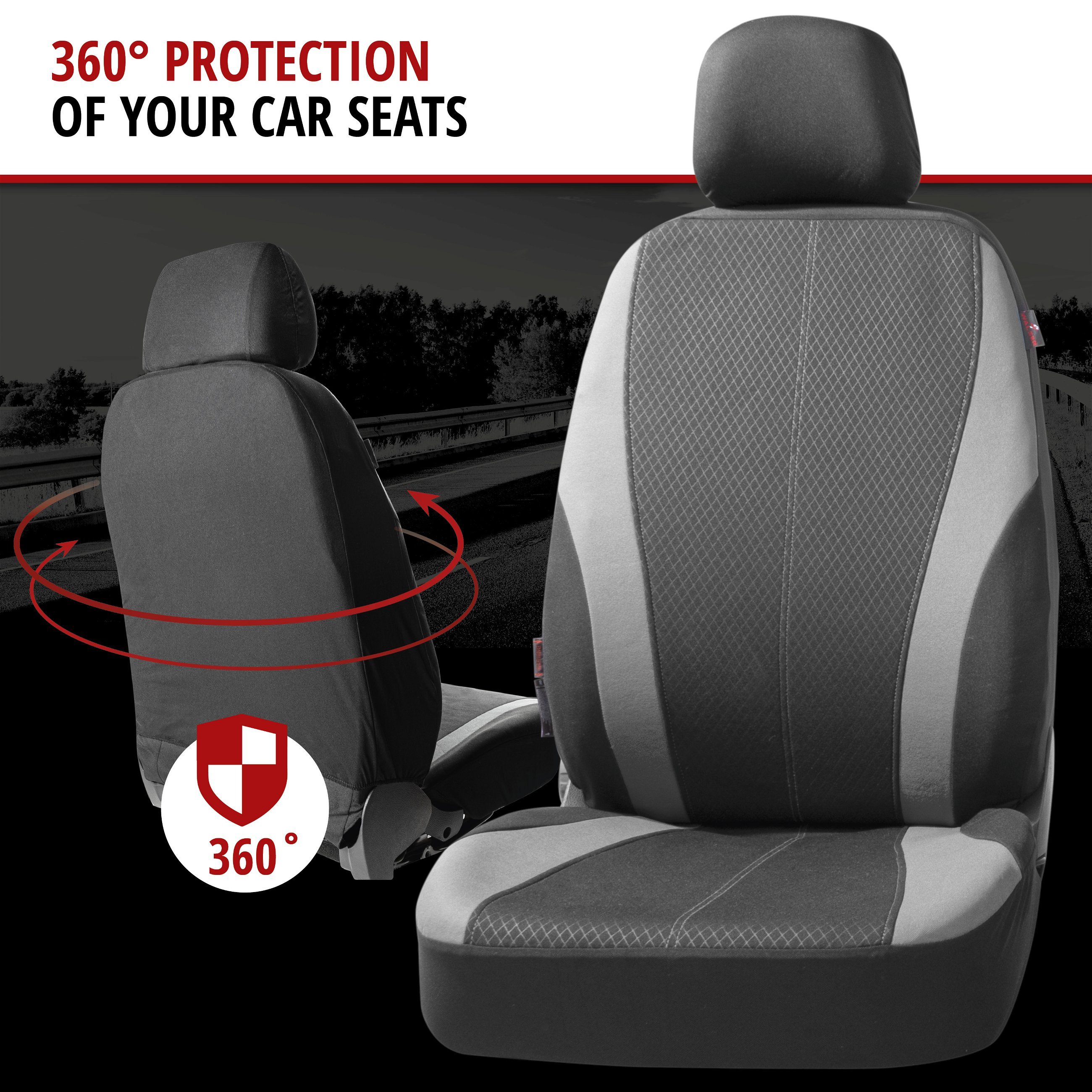 ZIPP IT Car seat covers Dundee complete set with zip-system black/grey