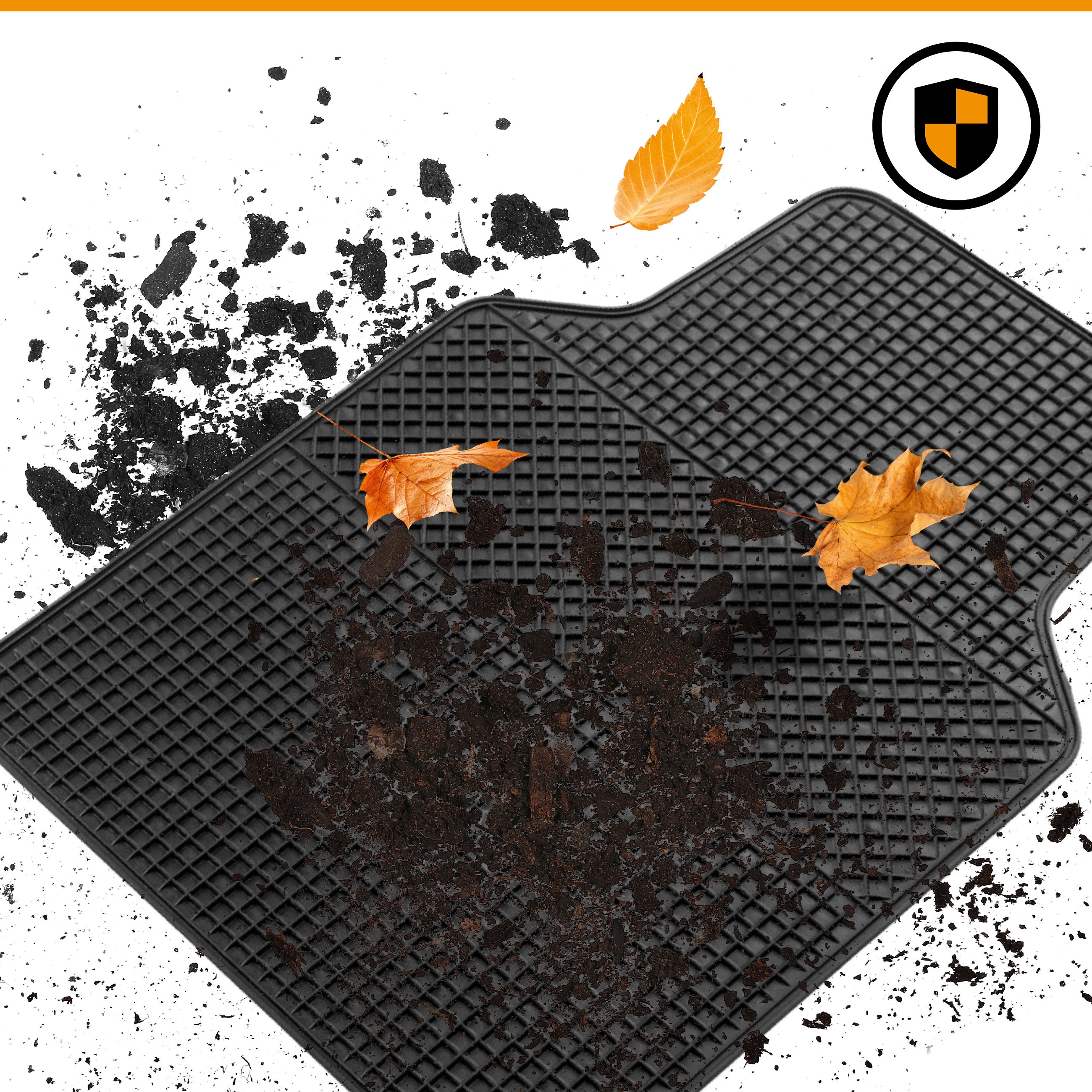 Universele Auto Rubber Matten Set EVO, antislip matten 4-delig, op maat gesneden vloermatten voor auto's zwart 28038