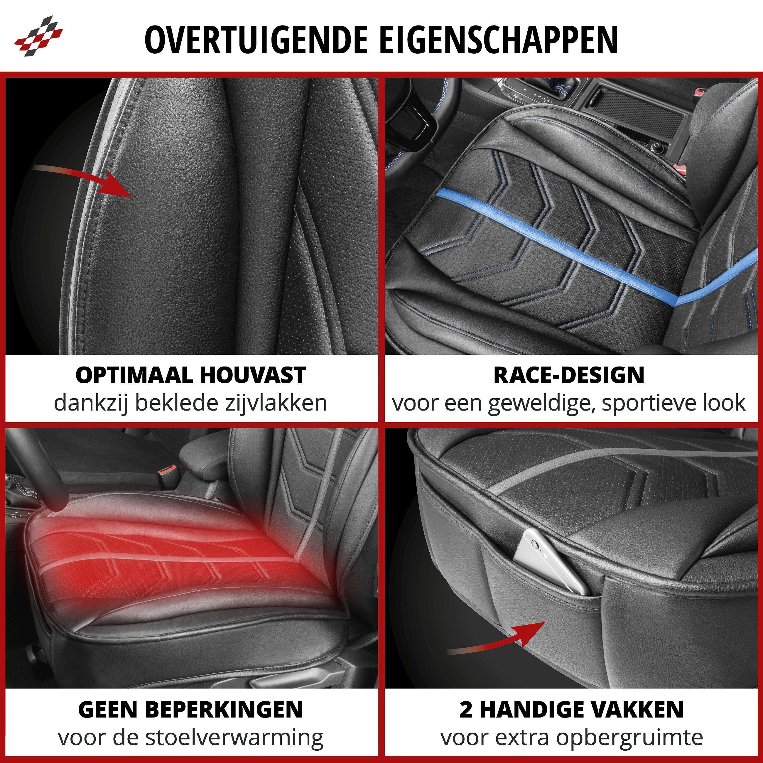 Stoelkussen Kimi racesportlook, universeel Stoelkussen in zwart - geel