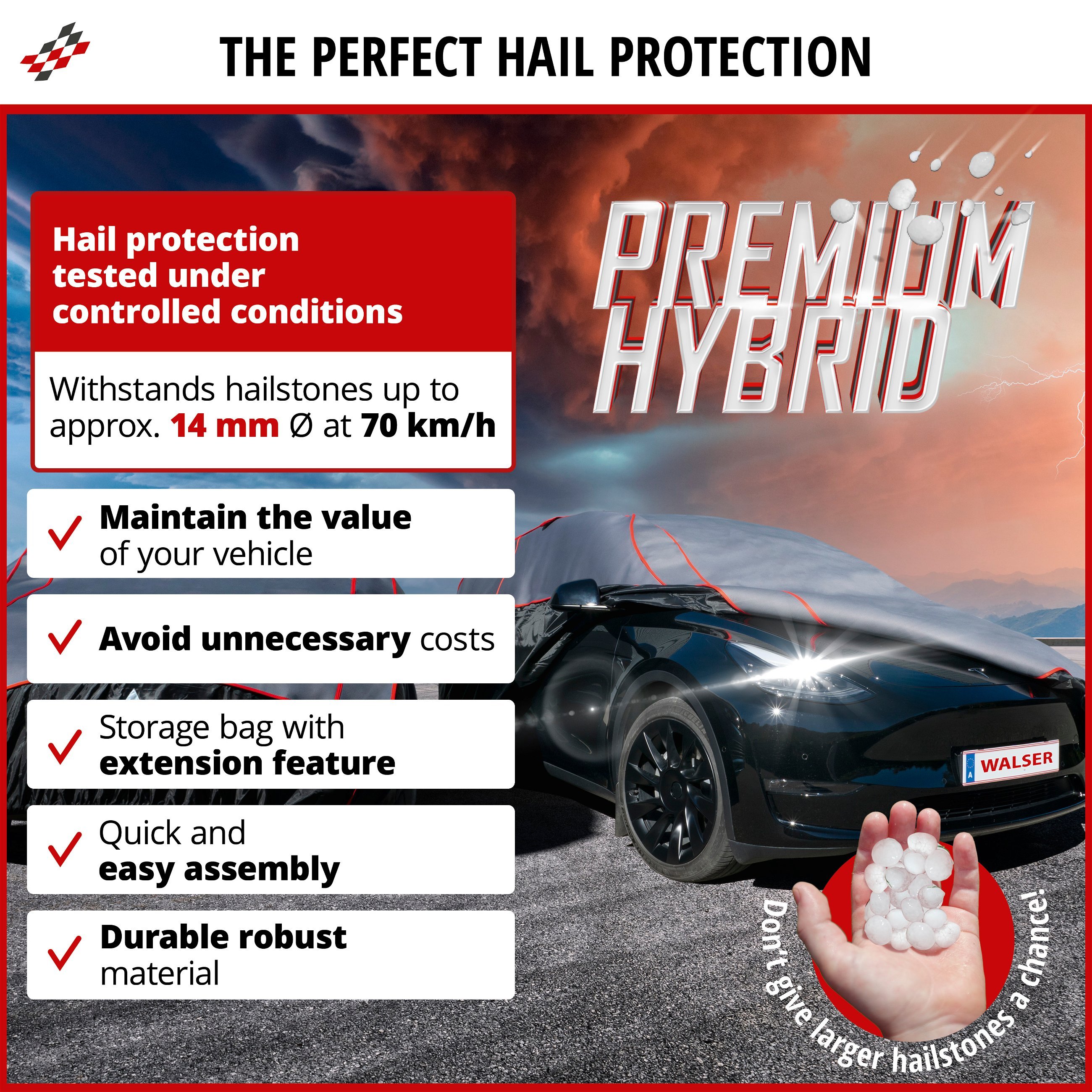 Car hail protection cover Premium Hybrid size S
