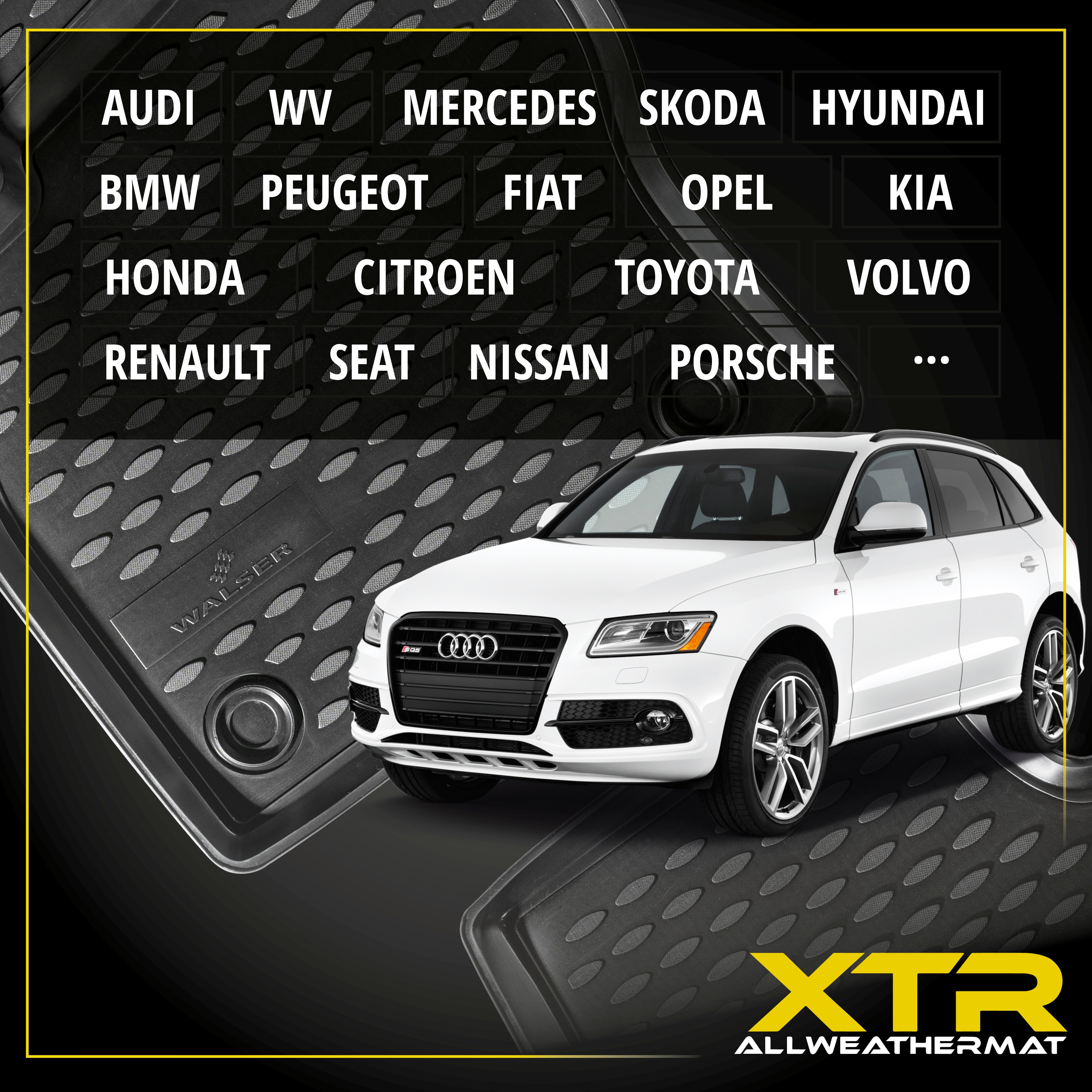 Tapis en caoutchouc XTR pour Audi A4 08/2007 - 09/2016, A4 Avant 11/2007 - 12/2015, A4 Allroad 04/2009 - 05/2016