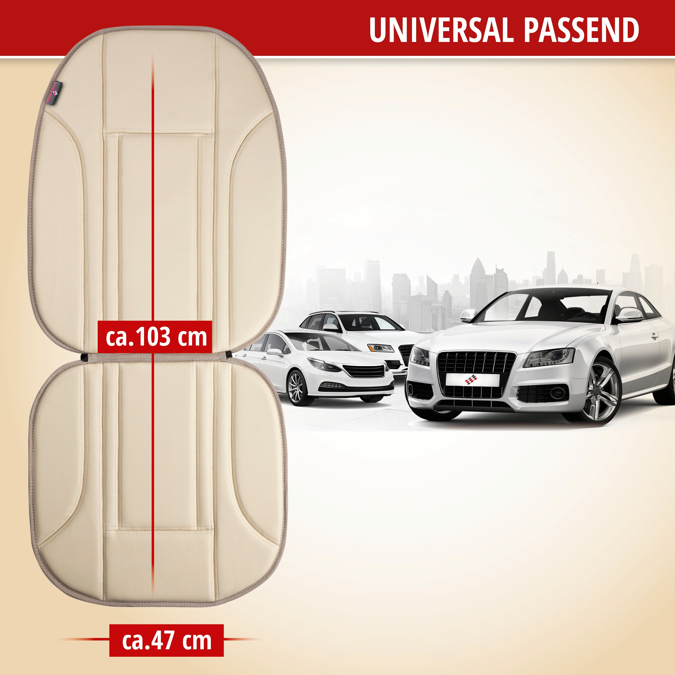 PKW Sitzauflage Ravenna, Auto-Sitzaufleger aus Kunstleder beige