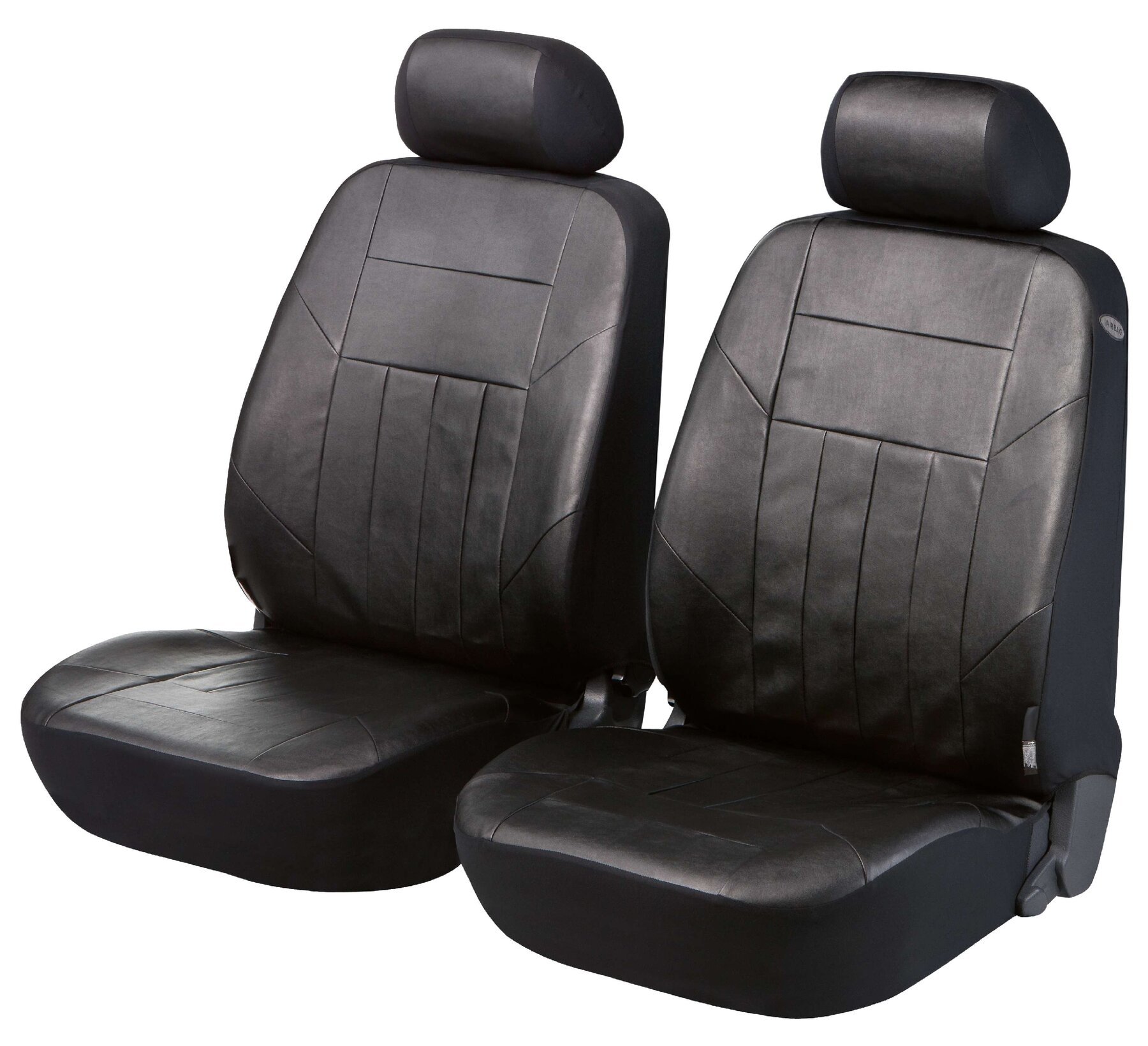 Housses de sièges en cuir artificiel Soft Nappa noir pour deux sièges avant
