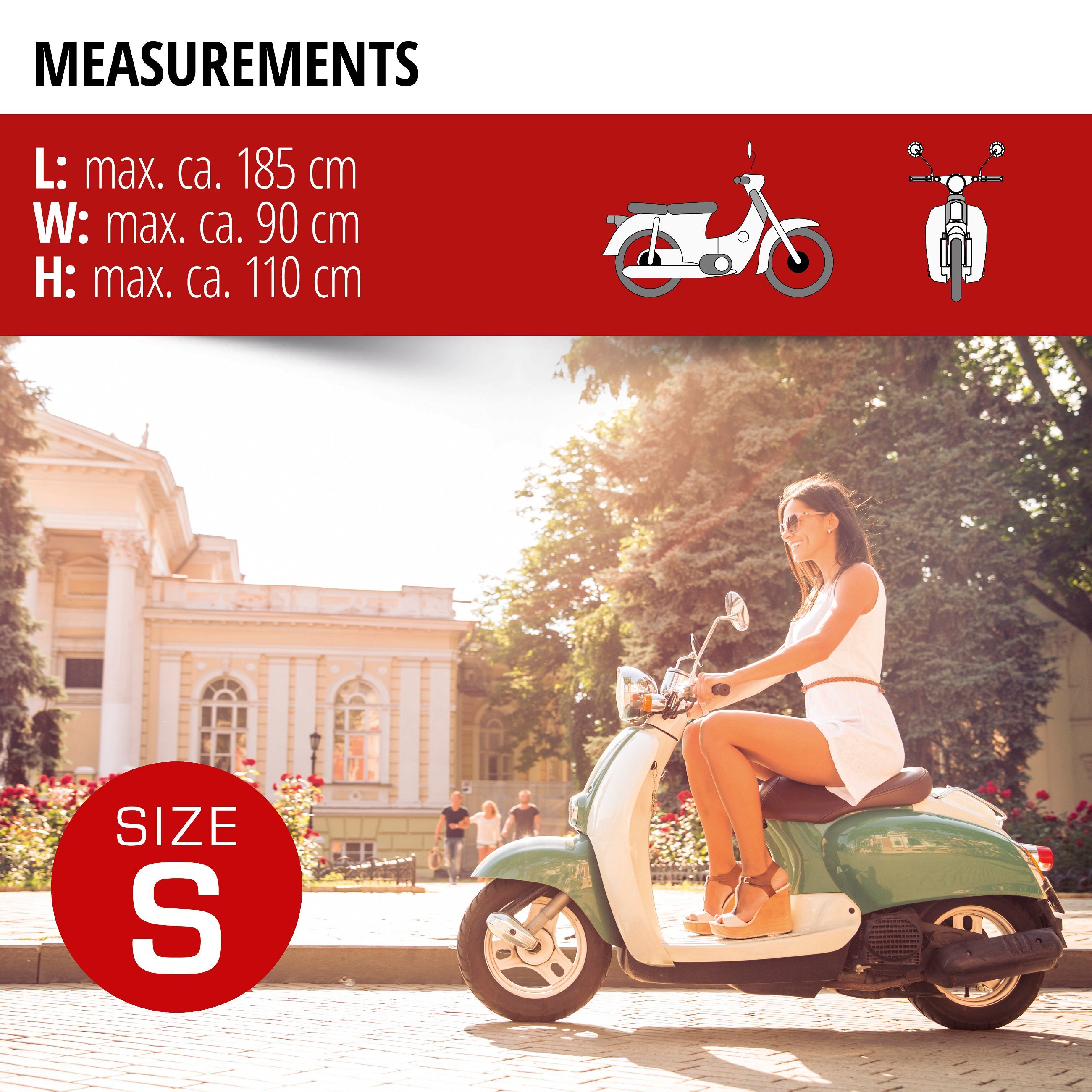 Motorcycle garage Scooter size S PVC - 185 x 90 x 110 cm black